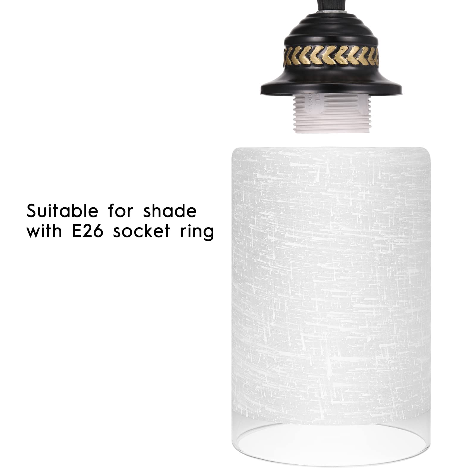 Canomo 6 Packs White Linen Frosted Glass Lamp Shade, 6 x 4 Cylinder Light Fixture Replacement Globe or Cover with 1-5/8-Inch Fit