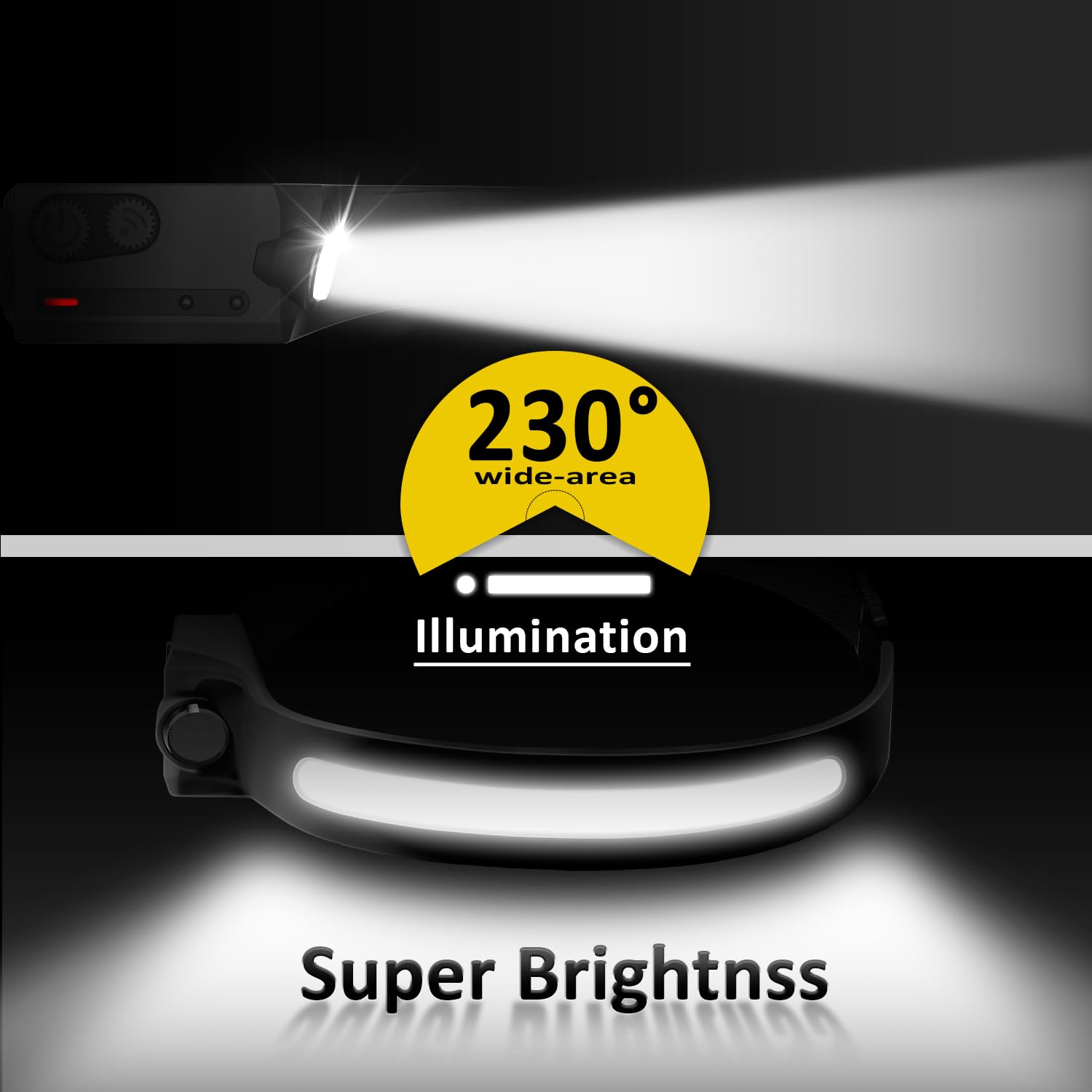 Pristar LED Rechargeable Headlamp, 350 Lumen, Motion Sensor, 5 Pack, Black, Waterproof, Lightweight, Comfortable Headband