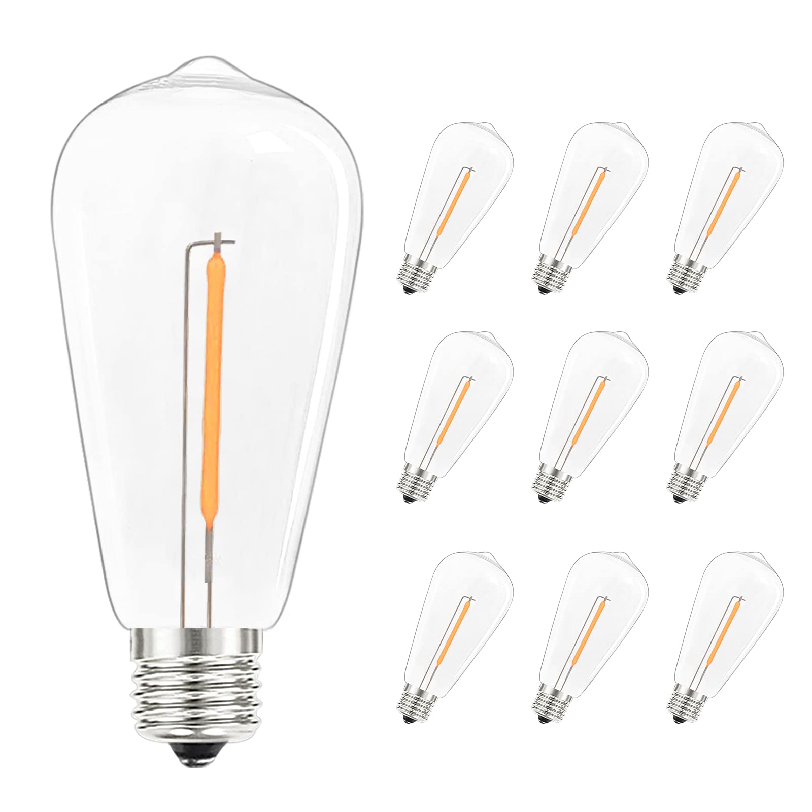 Goothy 10 Pack St40 Led Light Bulbs, 0.6 Watt Clear Plastic Light Bulbs, C9/E17 Intermediate Screw Bases Shatterproof Led Edison