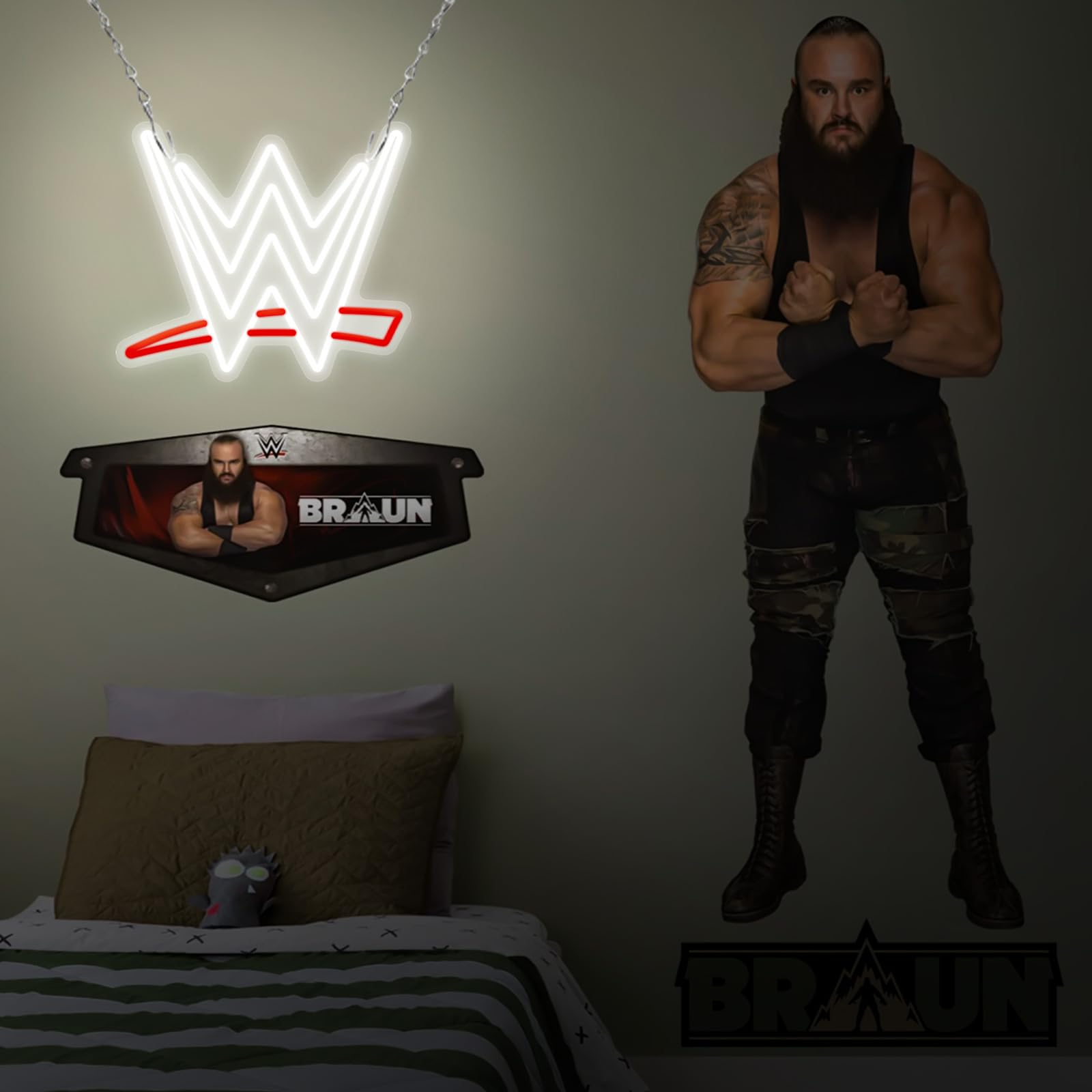 Optiacan LED Wrestling Neon Sign for Wall Decor, USB Night Light, Red White
