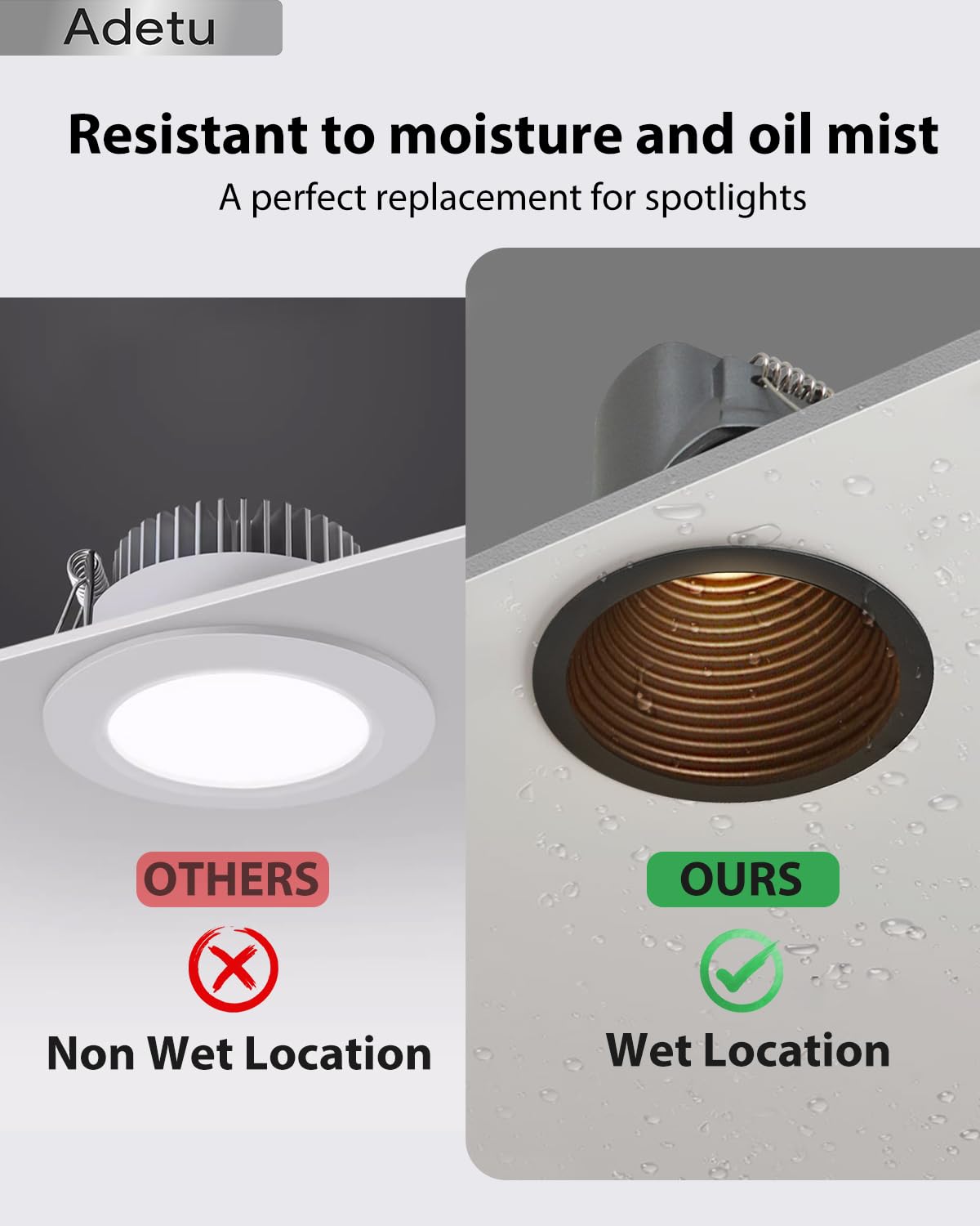 Adetu 2 Inch 5Cct Black Led Recessed Ceiling Light With Junction Box, 2700K/3000K/4000K/50000K Selectable, Cri90, 8W Cob, 780Lm,