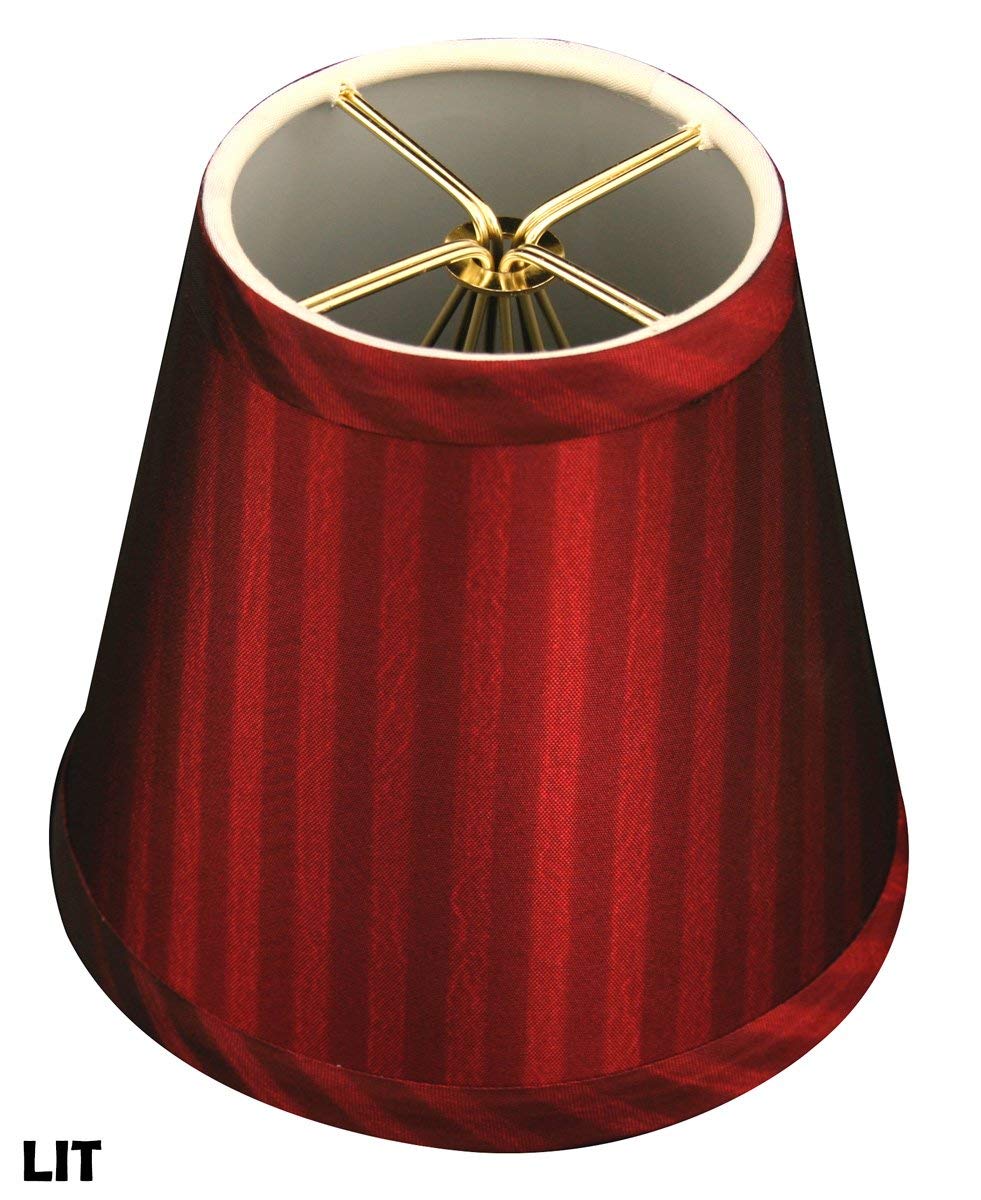 Royal Designs Cs-1010-5-Bur/St-6 Clip On Empire Chandelier Lamp Shade, 3&quot; X 5&quot; X 4.5&quot;, Burgundy Stripe, Set Of 6