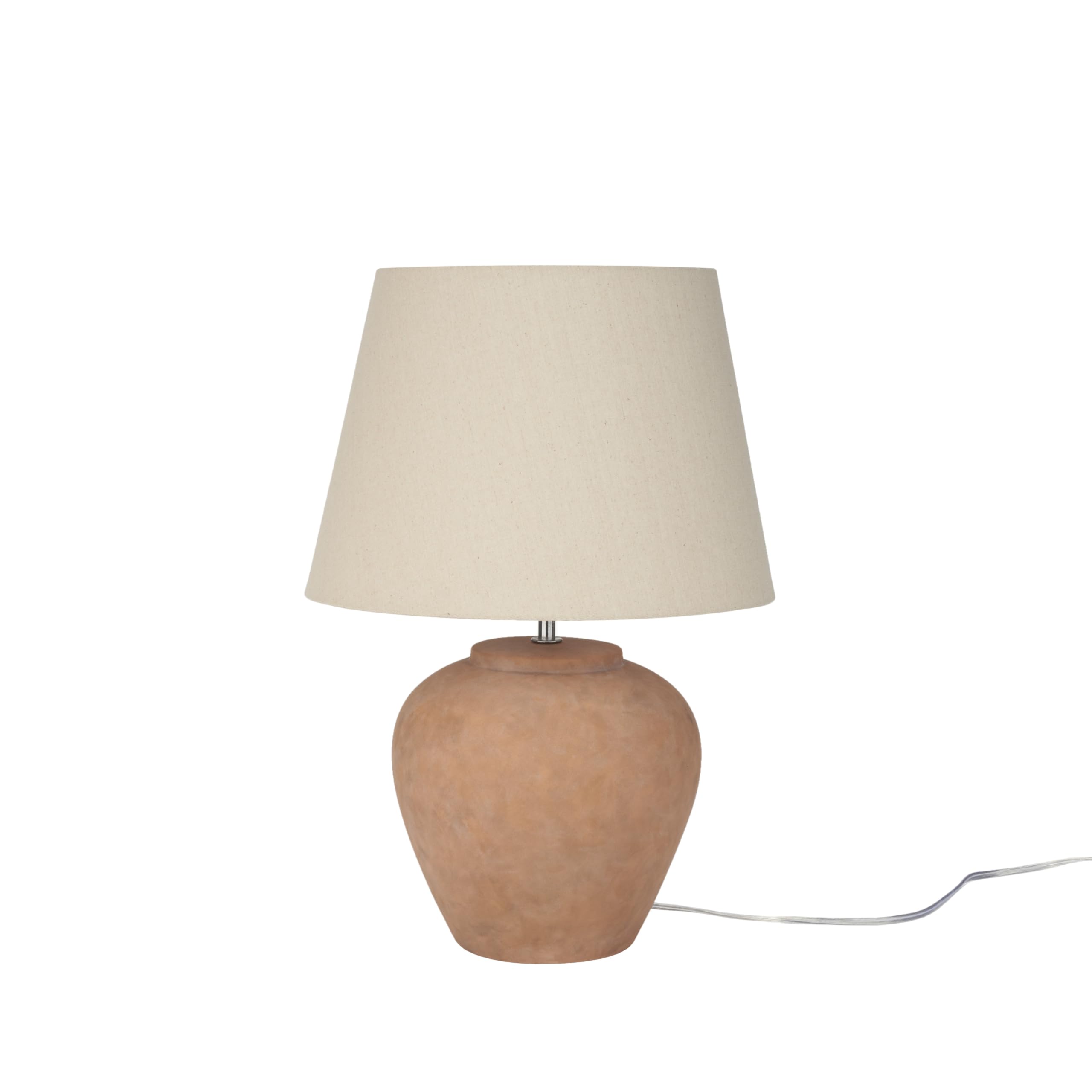 Nourison 20'' Rustic Terracotta Ceramic Pot Table Lamp For Bedroom, Living Room, Console, Entryway