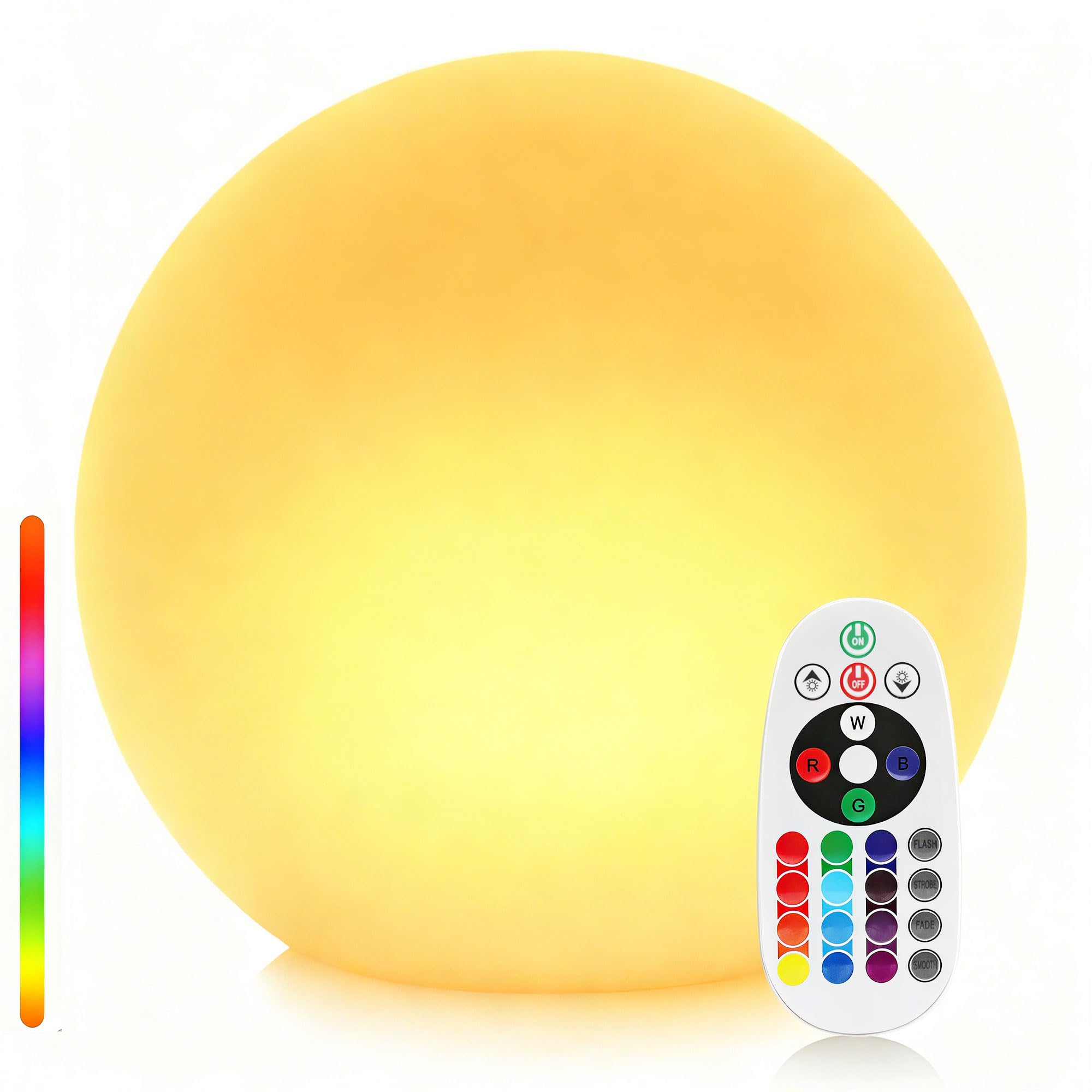 MIUWLXT 10-inch LED Glow Ball Light, Garden Light Globe with Remote, RGB Color Changing Outdoor Globe Light, USB Rechargeable Am