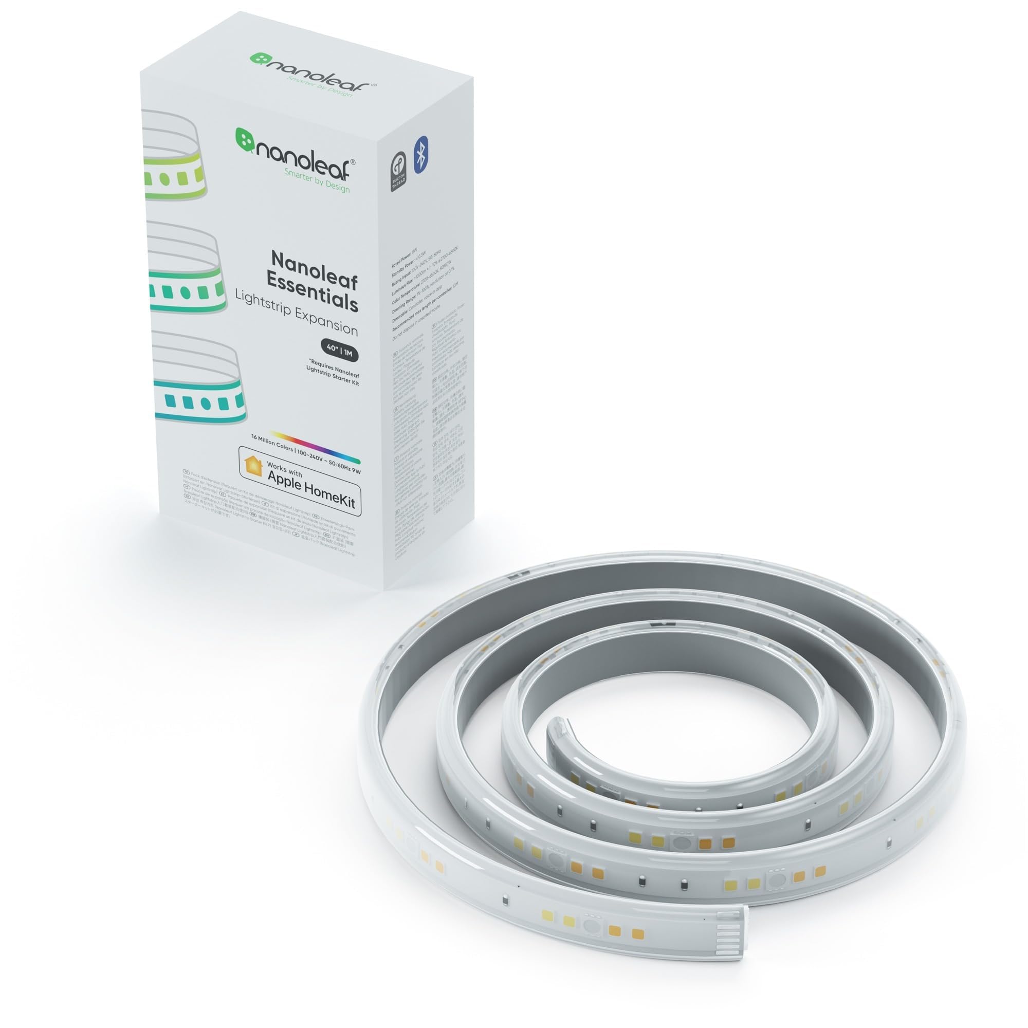 Nanoleaf Essentials 16M+ Rgbw Smart Led Lightstrip Extension, 1M, Multicolor, Model Nl55-0001Ls-1M, Bluetooth & Wifi Compatible