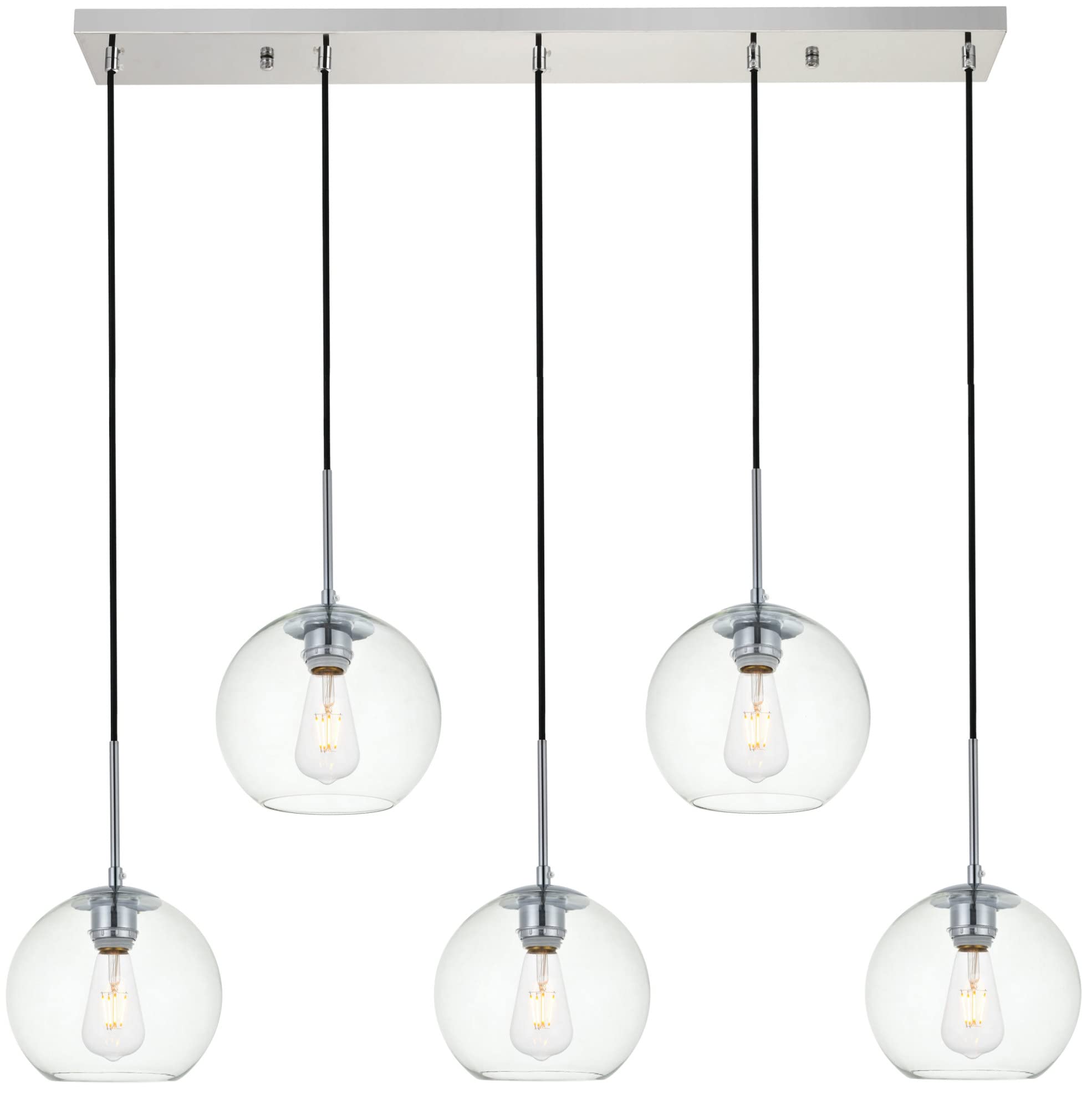 Living District Baxter 5-Light & Glass Metal Pendant in Chrome/Clear