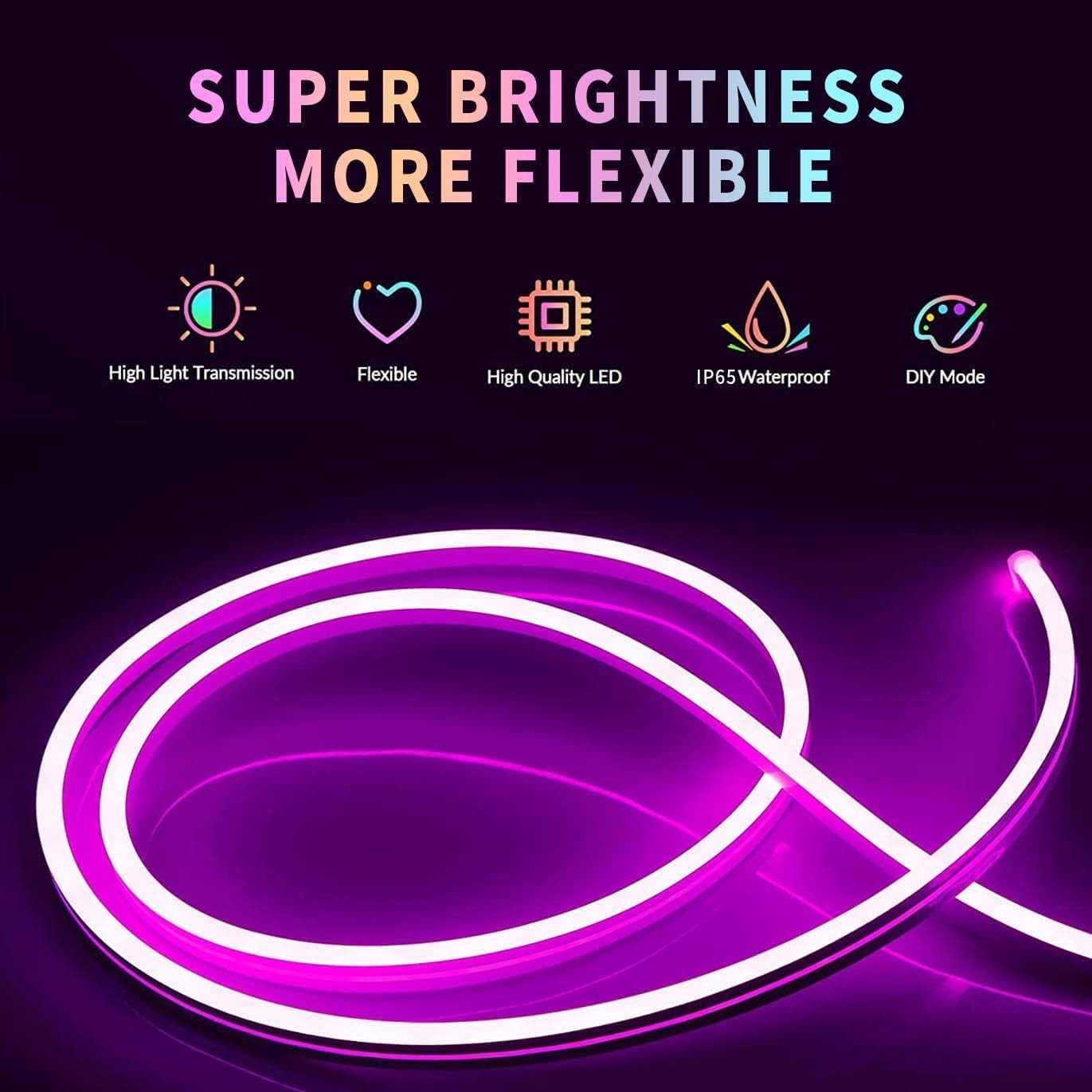 L8Star Neon Strip Lights, 32.8Ft/10M Led Neon Rope Lights With Remote App Control Ip65 Waterproof Flexible Neon Led Strip Lights