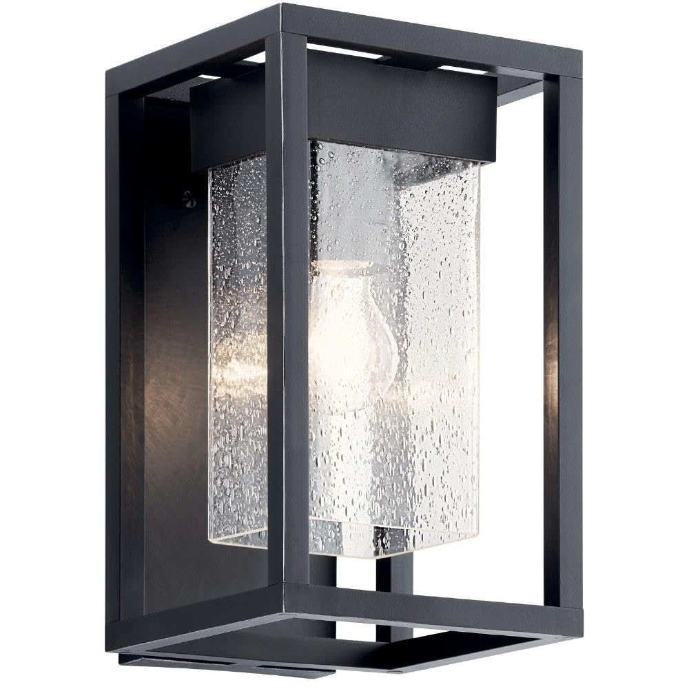 Kichler Mercer 12 Outdoor Wall Light in Black, 1-Light Exterior Wall Sconce with Clear Seeded Glass, (12 H x 7 W), 59060BSL