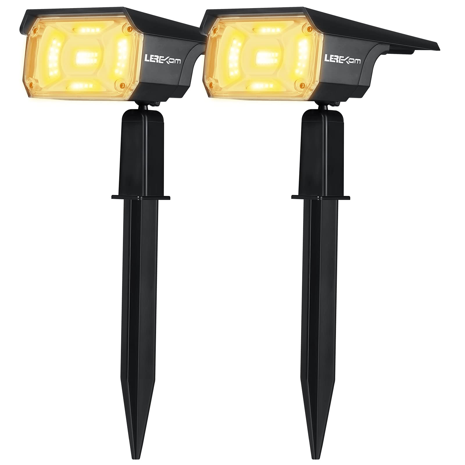 Lerekam 40 Led Solar Spotlights - Ip65 Waterproof 2-Pack Warm White Outdoor Wall Lights