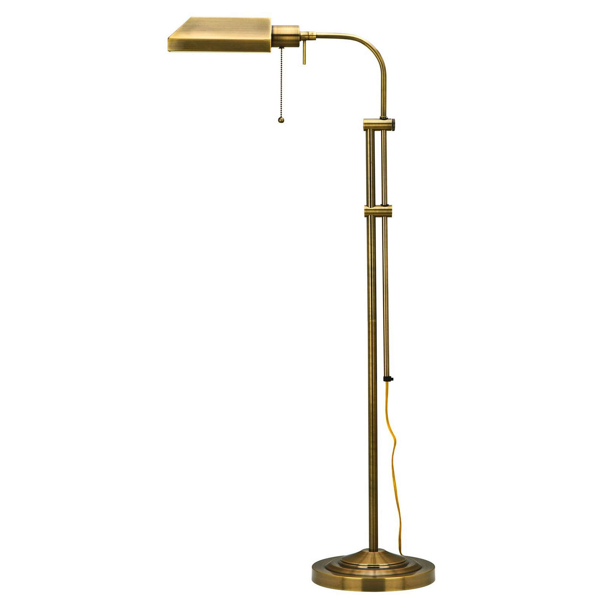 Benzara Metal Rectangular Floor Lamp, Adjustable Pole, Model BM225079, Gold