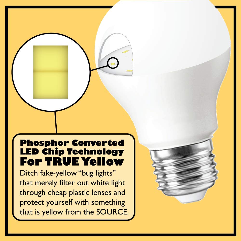 Un-Edison A19 Led Bug Light - Replaces 100W - Yellow Spectrum E26 Medium Outdoor Bulb For Porch Patio & Deck - Upgrade Your Old