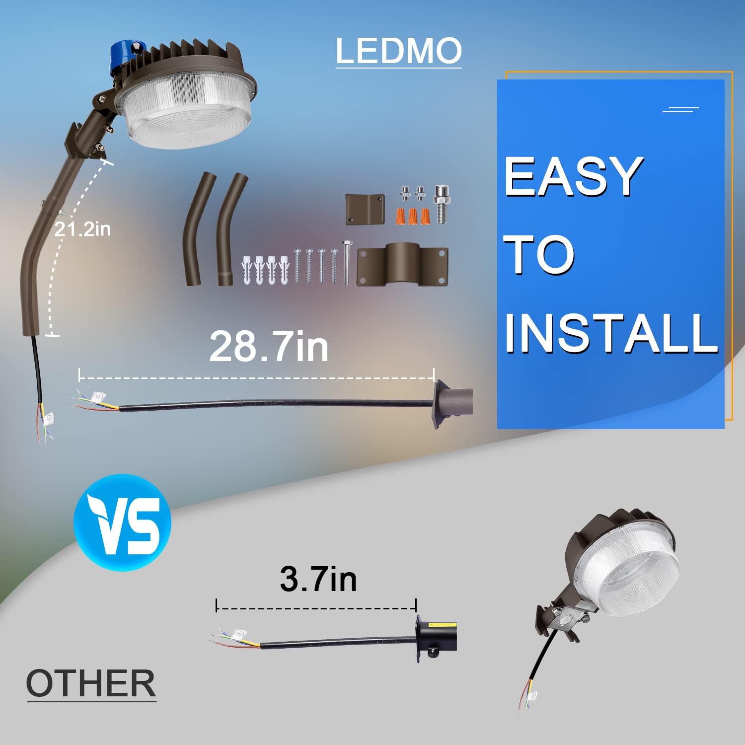 LEDMO 120W LED Barn Light, 18000lm, 5000K, IP65 Waterproof, Adjustable Angle, 3 Pack, Brown, Model 1127C