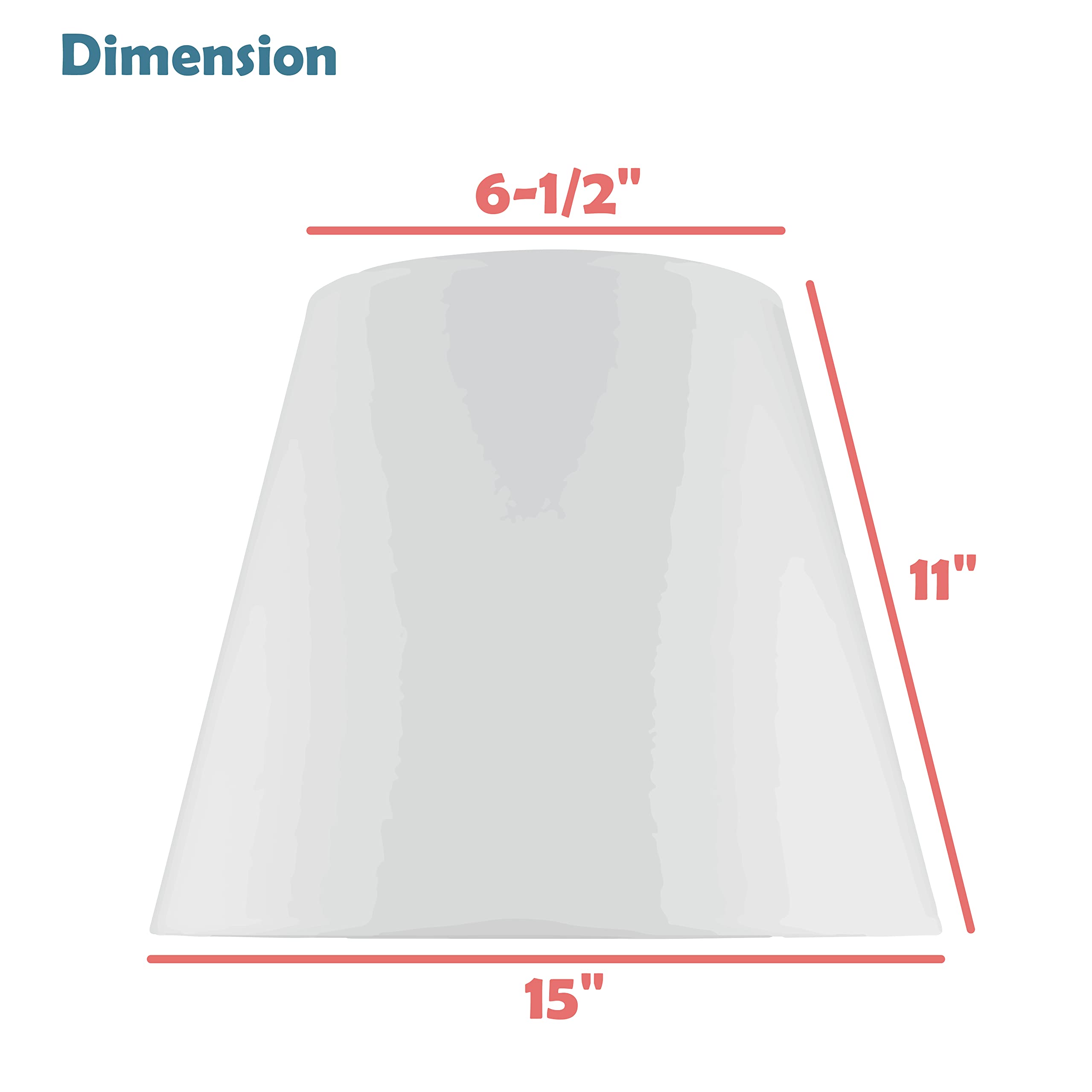 Aspen Creative 33140, Mushroom Pleated Traditional Spider Lamp Shade, White, 6-1/2&quot; Top X 15&quot; Bottom X 11&quot; Slant