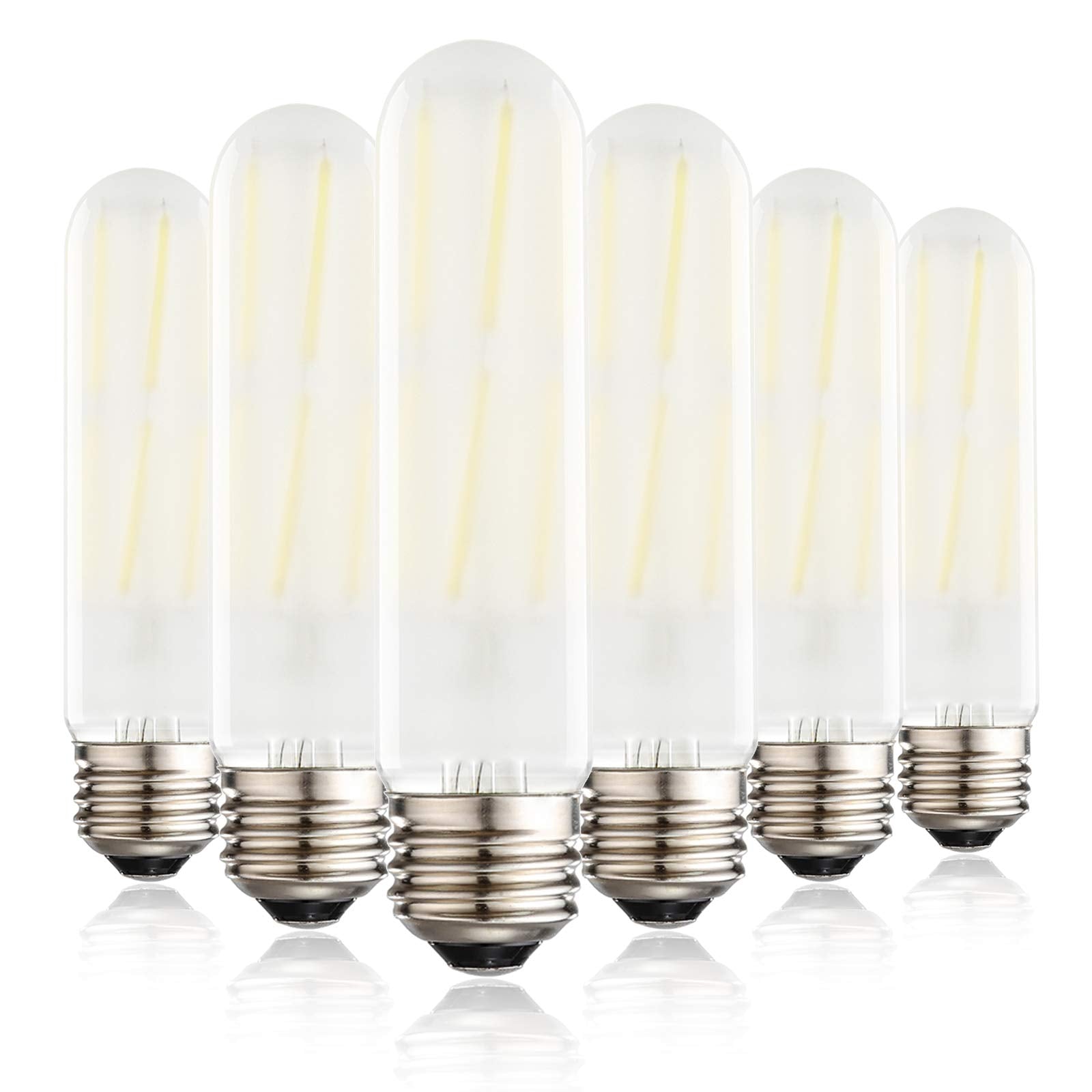 Dimmable T10 Frosted LED Bulbs 6W LED Tubular Edison Bulbs 60 Watt Equivalent 600LM Daylight 4000K E26 Medium Base Lamp Bulb for Desk Lamp  Pendant Lights Cabinet Display Cabinet etc. (6-Pack)