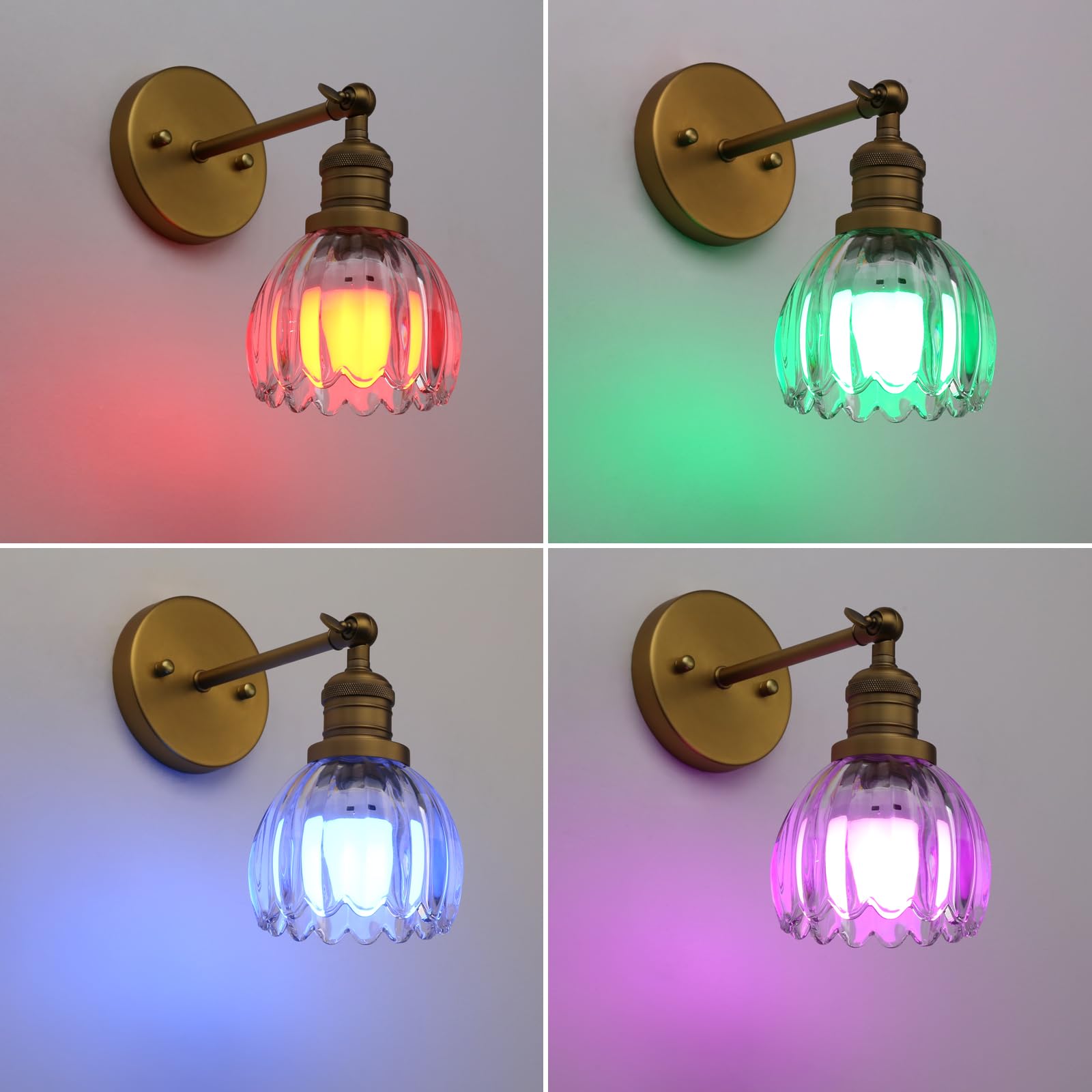 Phansthy Vintage Wall Sconce, USB Rechargeable, 12 RGB Remote, Metal, Antique, Model FZUS335-D