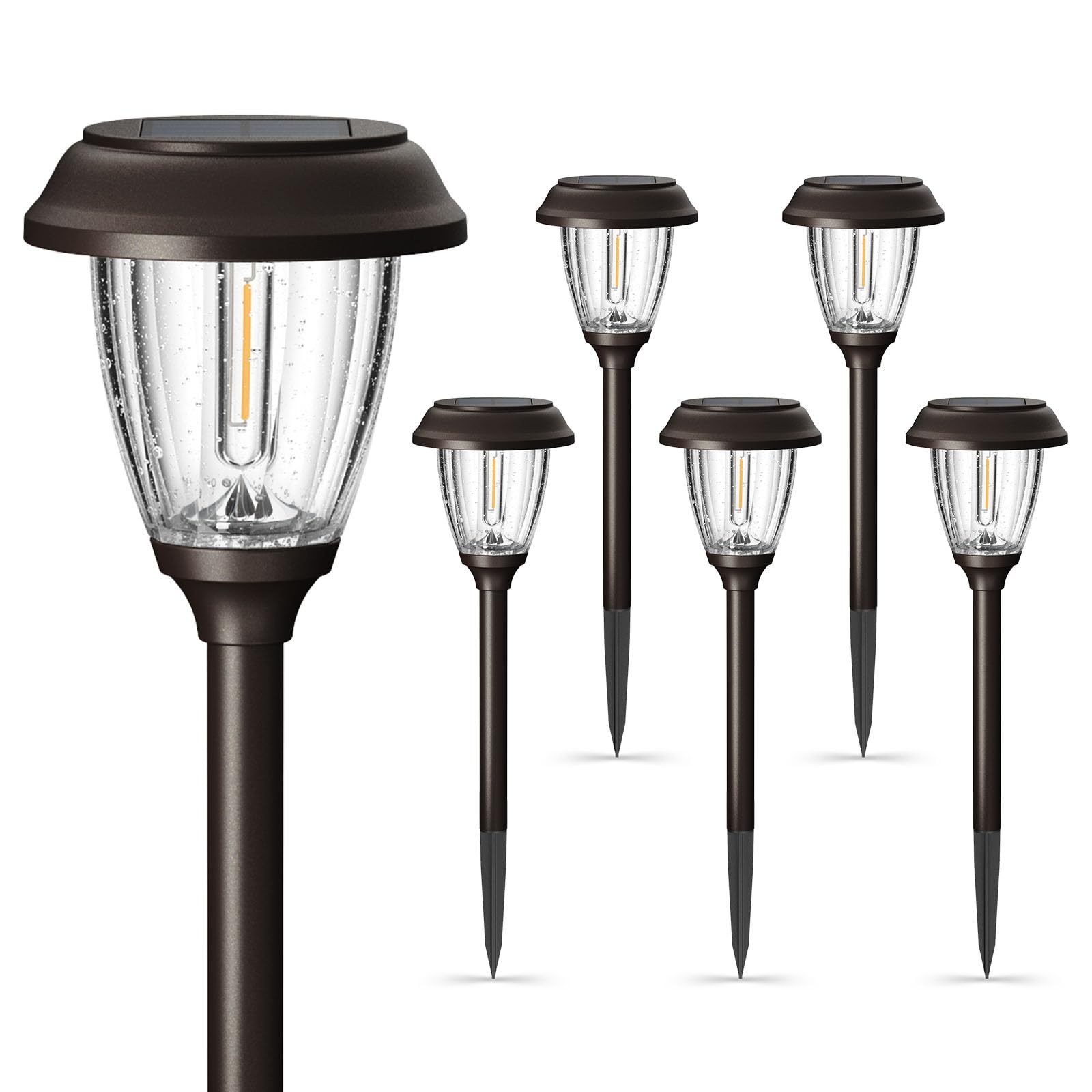 XMCOSY+ Solar Lights Outdoor 10/25 LM LED with 2 Lighting Modes, Solar Garden Lights Glass and Metal, IP65 Waterproof Solar Powe