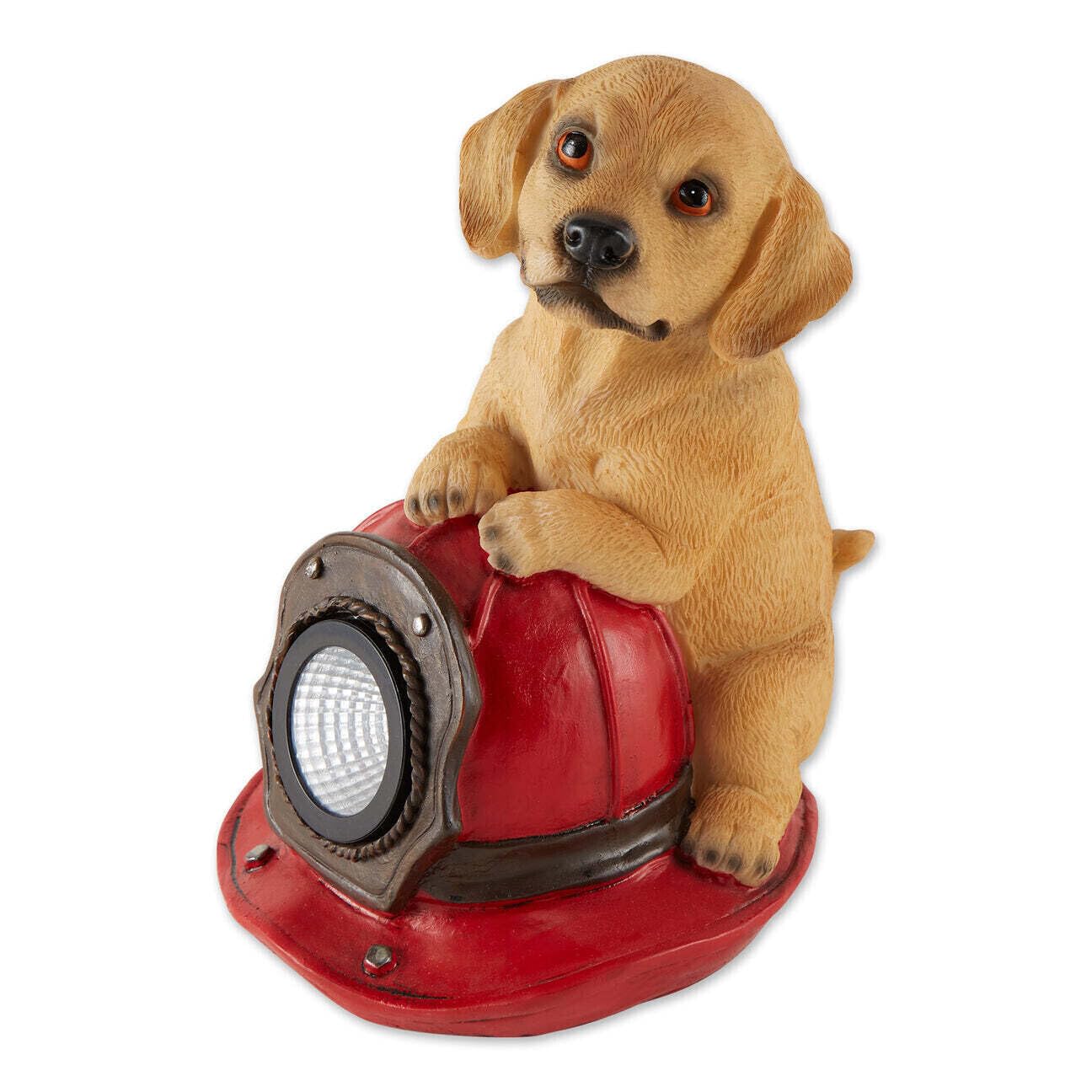 Puppy and Fire Helmet Solar Garden Light
