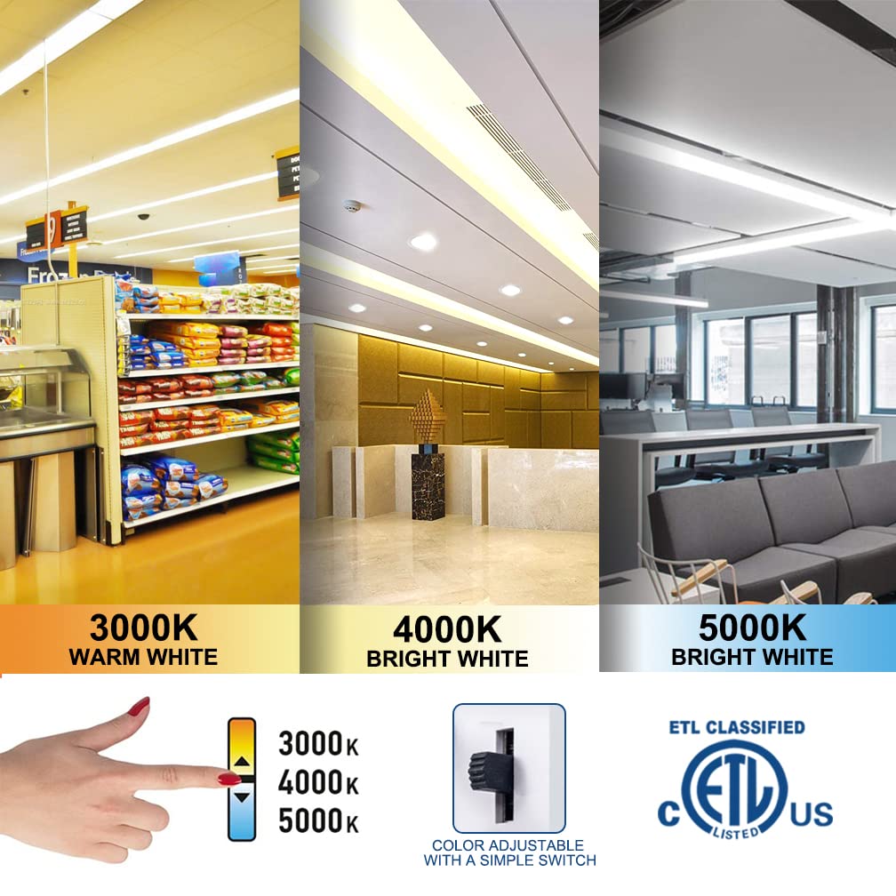 HOLDWILL LED Shop Light 4FT 48W Linkable Integrated Ceiling Fixture, Daylight White, Aluminum, Model HWTLSL-4FT48W