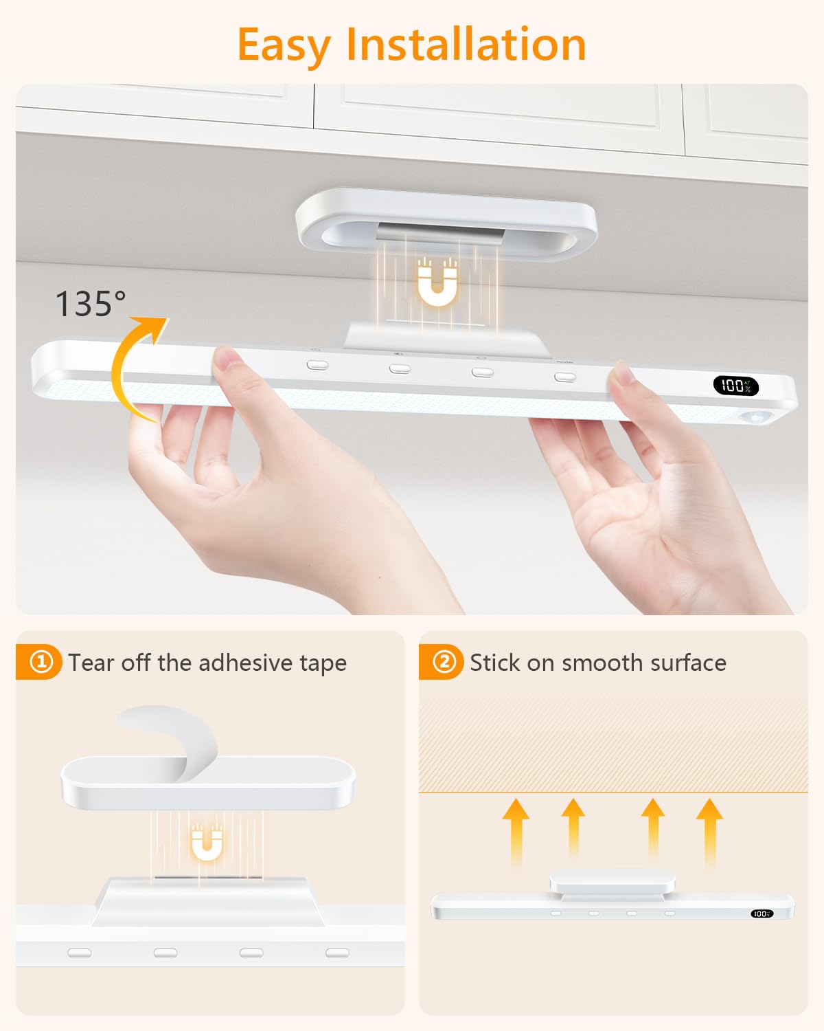WILLED 5W Motion Sensor LED Light Bar - Rechargeable Eye-Care Lighting for Closet, Cabinet, Desk, & Bathroom - Model B0FM832STH