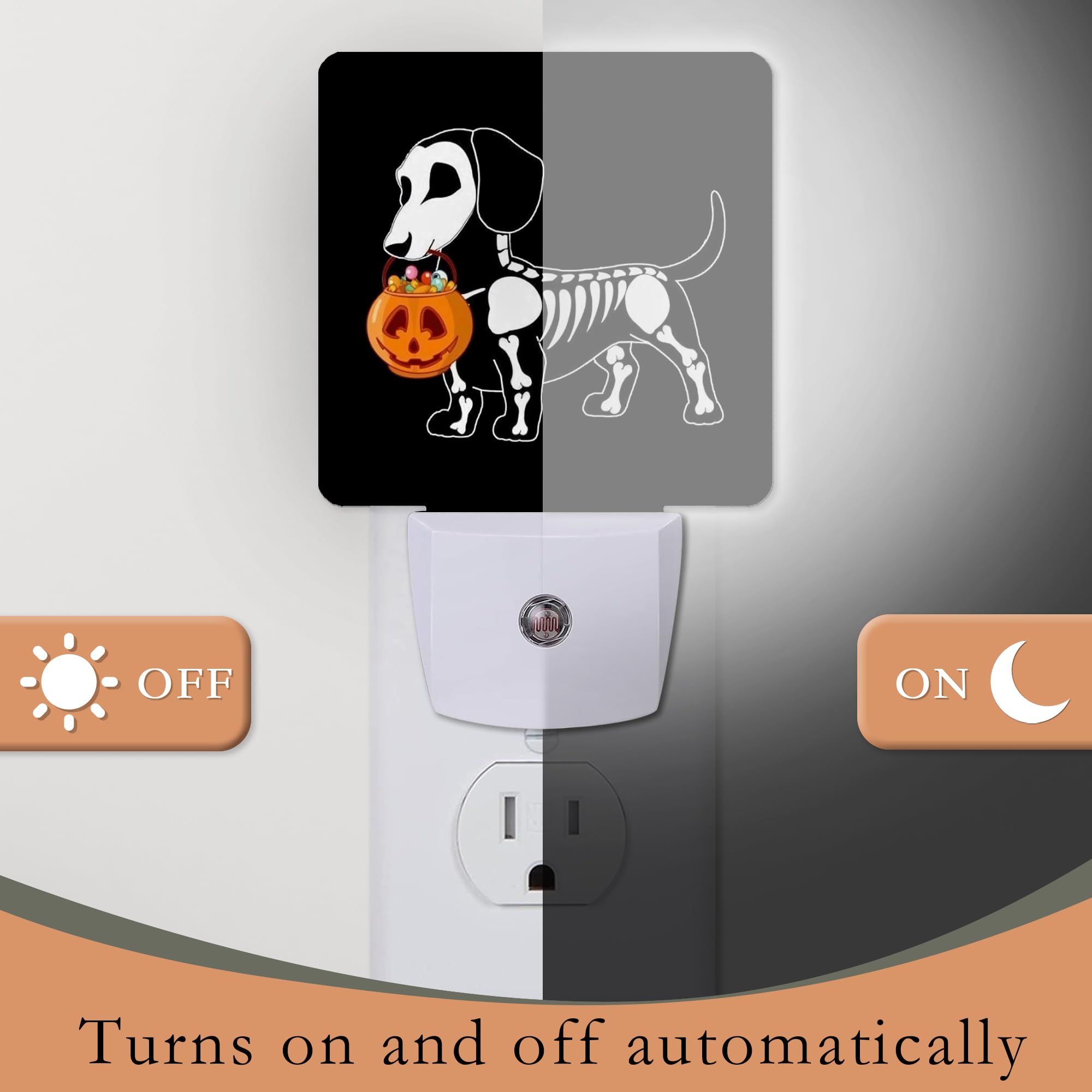 Aowula Night Light,Halloween Dachshund Dog Night Lights Plug Into Wall For Boys Girls Bedroom Decorative Half Round Nightlight Led Lamp 0.5W Sleep Friendly