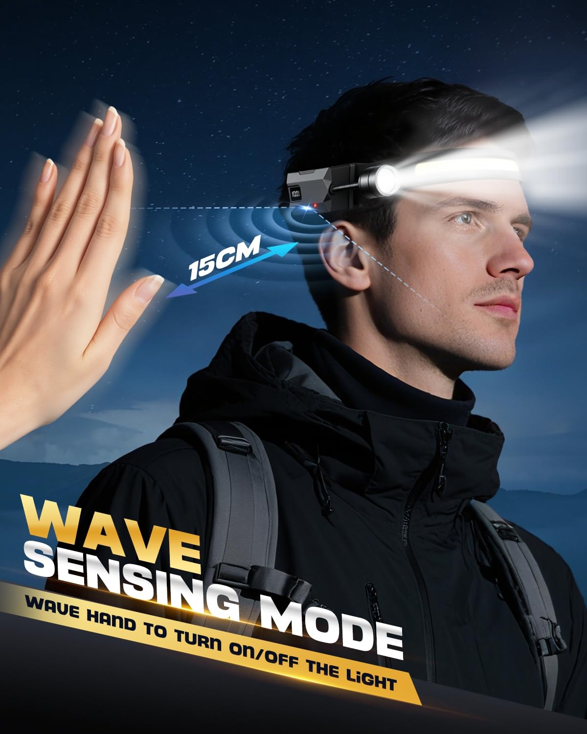 Maraiss Rechargeable Headlamp, 230° Wide Beam, 7 Modes, Detachable, Black, Model CY500, 1 Pack