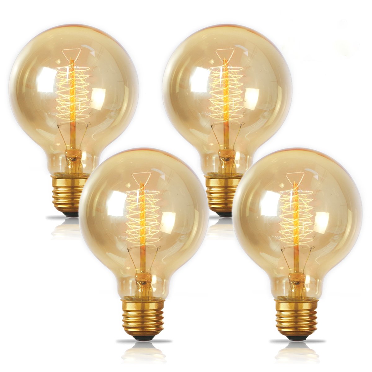 Jslinter Edison Bulb 60W, Globe Dimmable Filament Decorative Bulbs For Home, Vintage Light Bulbs G80/G25 Style, E26 Base, Classi