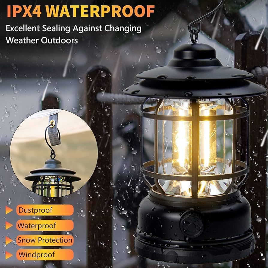 VIAXANA Outdoor Retro Lantern USB Camping Lantern Portable LED Lantern Tent Hiking Lantern LED Hiking Lamp Vintage Wall Light LE