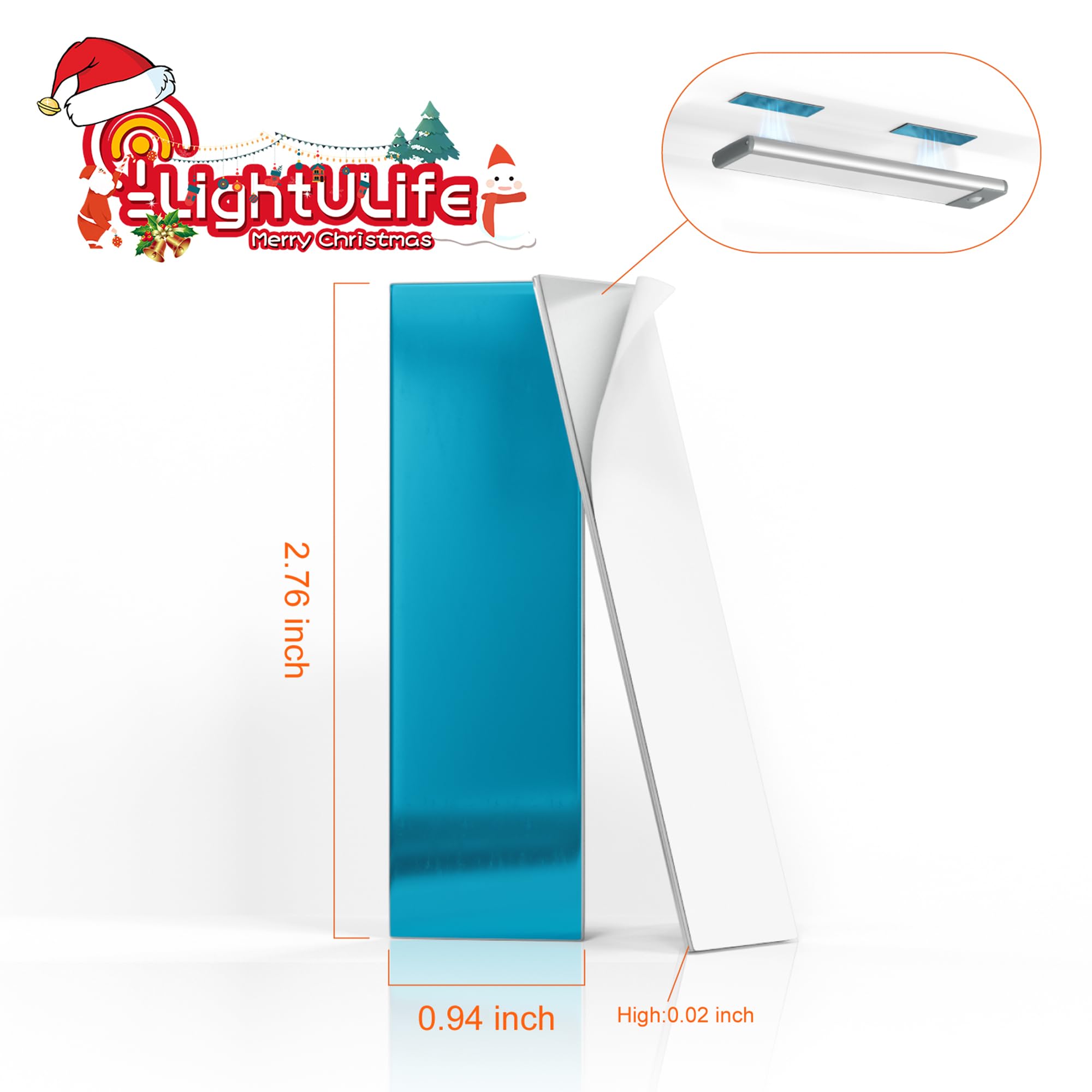 LIGHTULIFE Under Cabinet Magnetic Strips - 4 Set Adhesive Blue Iron Replacement, Model BL008
