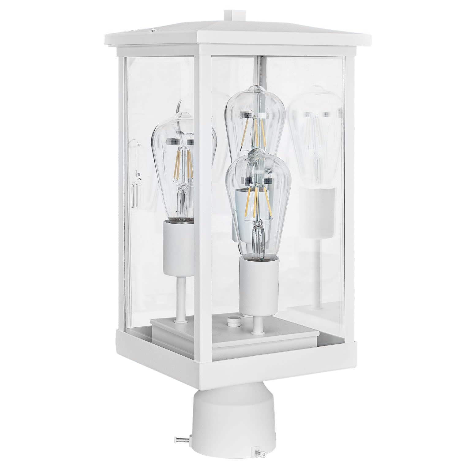 Design House Mayfield Outdoor Post Lights, White Aluminum, Clear Glass, Model 590109, Decorative Lamp for Patio, Driveway, Garden