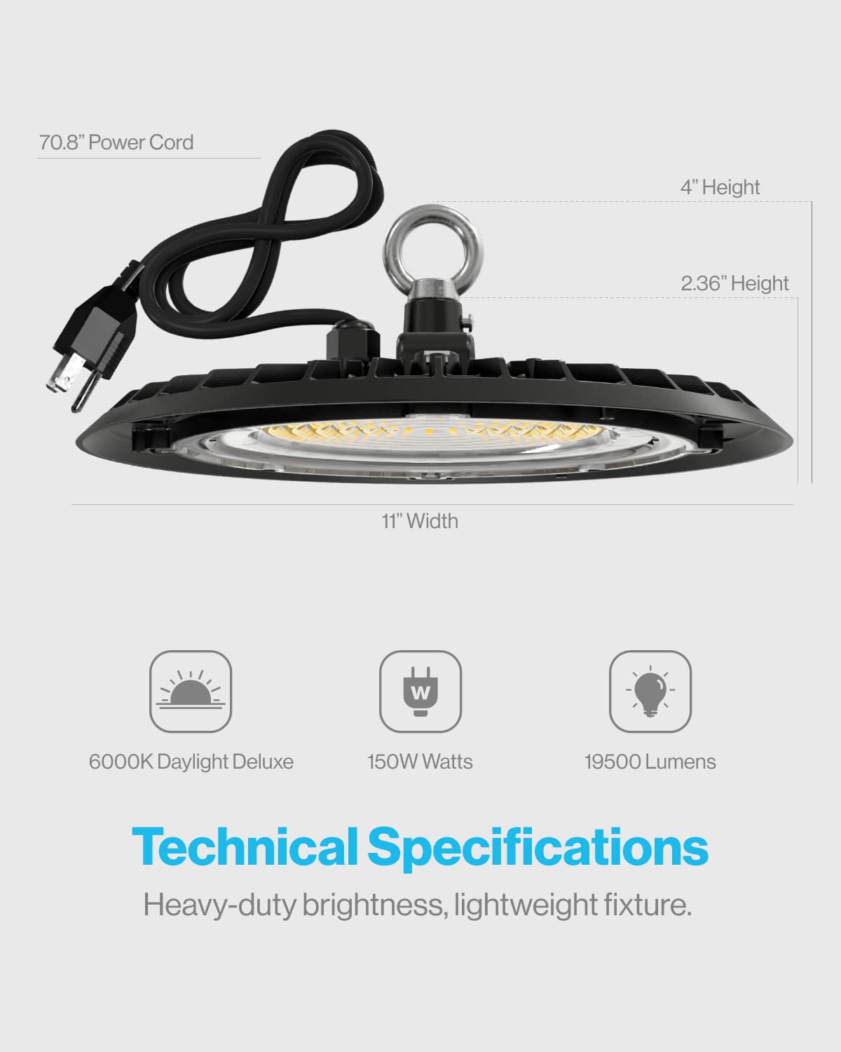 Sunco 20 Pack UFO LED High Bay Light, 150W, 19500 LM, IP65 Waterproof, 6000K Daylight Deluxe, Aluminum, UL Listed