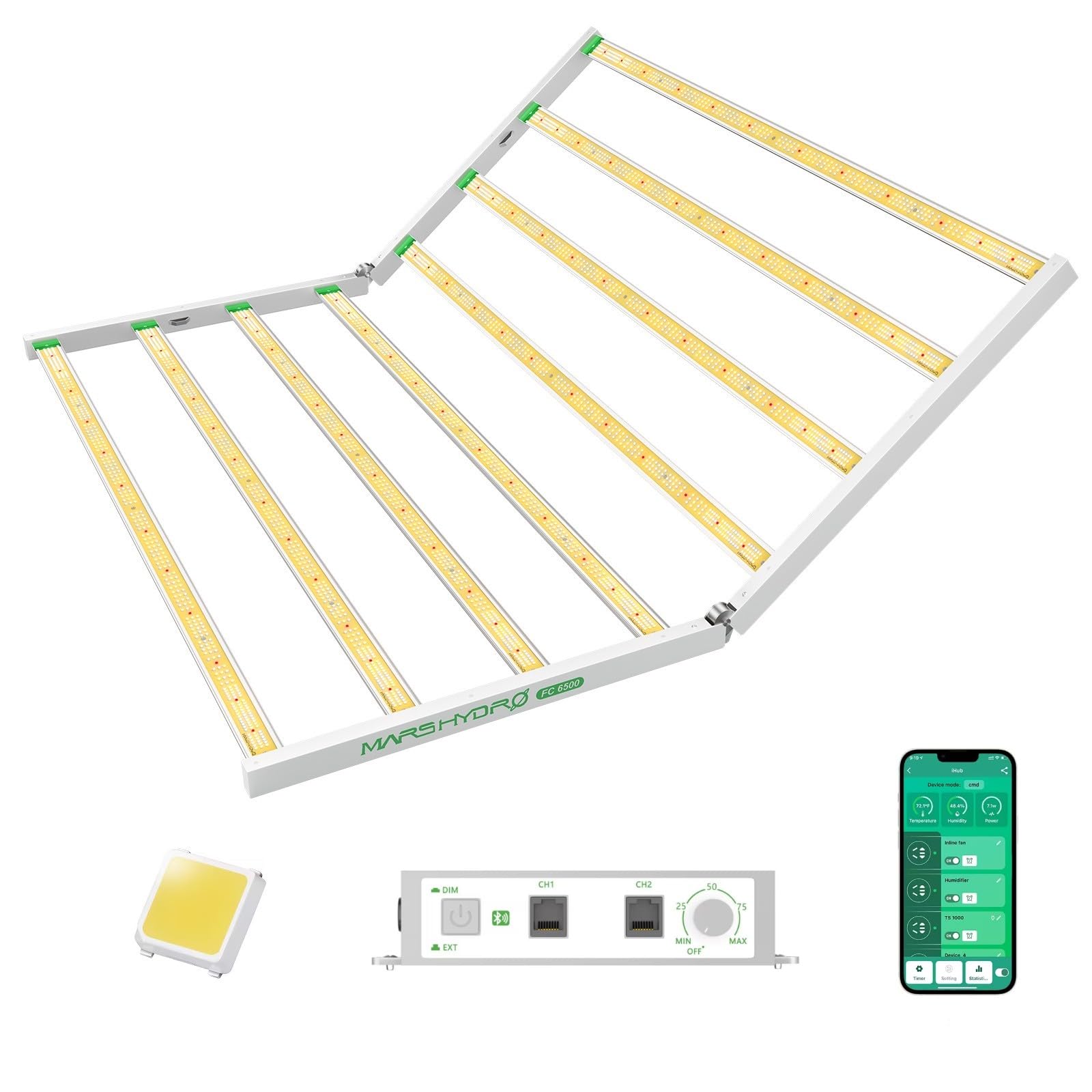 Mars Hydro Smart Fc6500 730W, Samsung Lm301B Led Grow Light 5X5 Ft, 2688Pcs Diodes, With Smart Control Function, Commercial Full Spectrum Foldable Dimmable Daisy Chain Grow Lamp For Indoor Plants