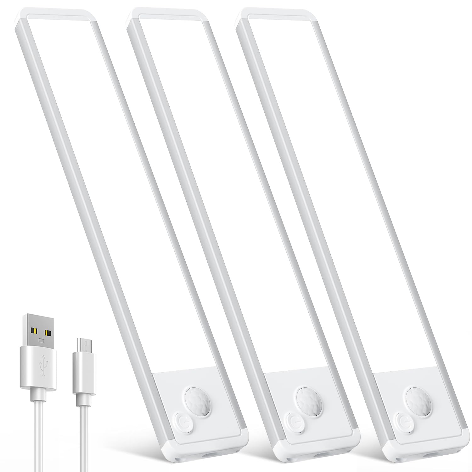Under Cabinet Motion Sensor Lighting: Dimmable Rechargeable Lights Indoor - Battery Operated Lights - Undercabinet Wireless Closet Light Magnetic Led Light For Kitchen Home Bathroom Counter 3 Pack