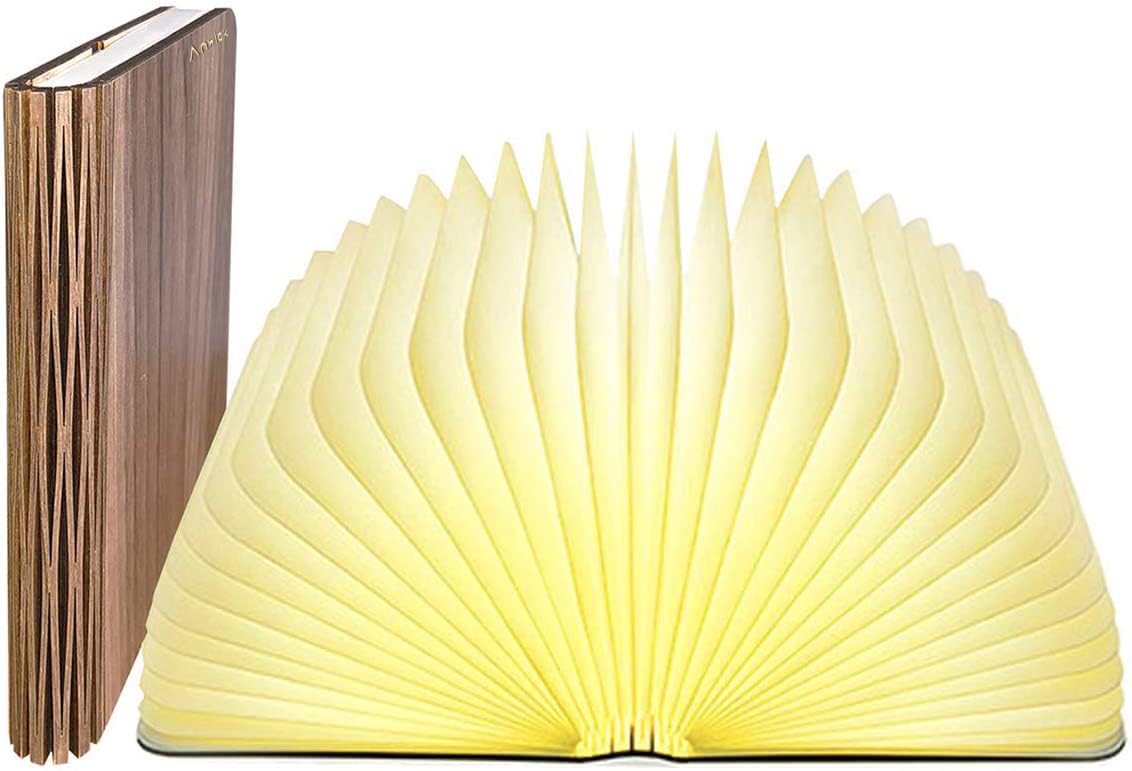 Anwick Lamp Book Large Size Folding Mood Light, Novelty Led Night Light, Usb Large Capacity Rechargeable Wooden Table Lamp
