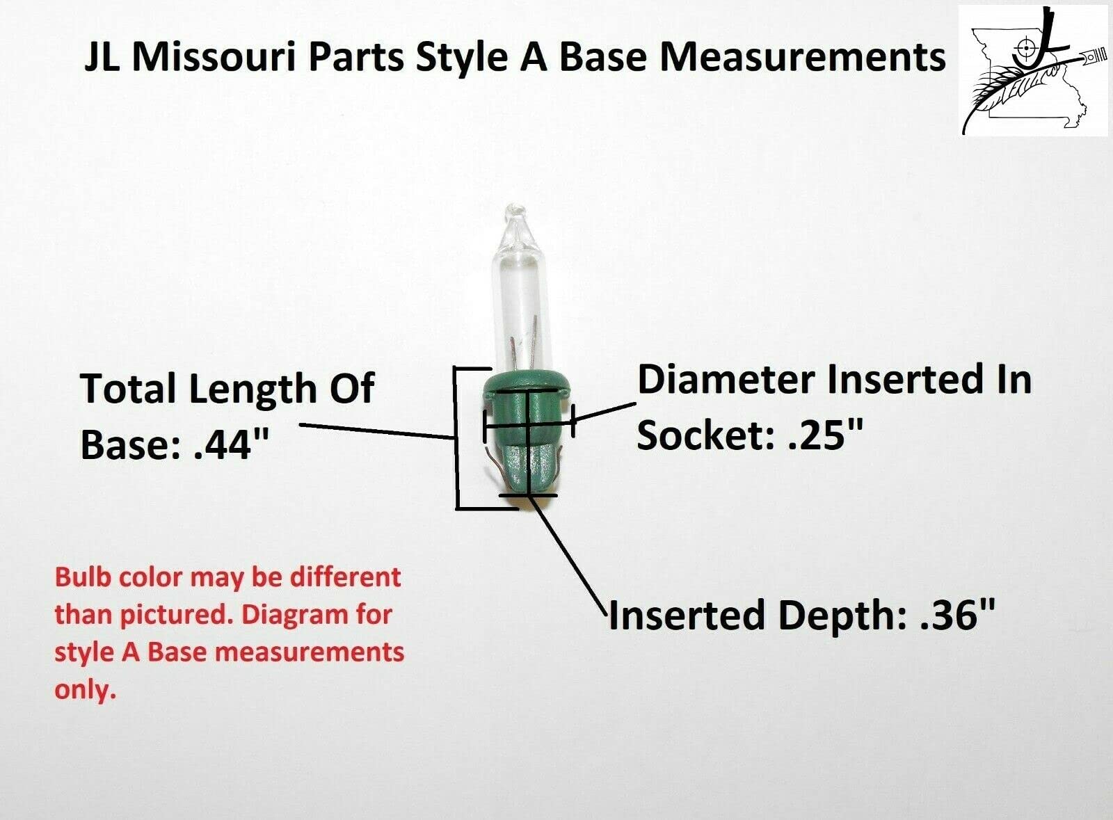 Jl Missouri Parts 2 Style A Flashers, Mini Bulb 2.5 Volt V .425 Watt W Clear Glass Incandescent Indoor Outdoor Bulbs Christmas T