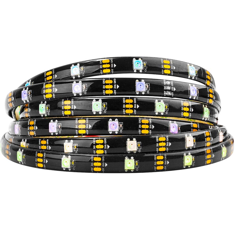 BTF-LIGHTING WS2812B IC RGB 5050SMD Pure Gold Individual Addressable LED Strip 16.4FT 150LED 30Pixel/m Flexible Full Color IP65 