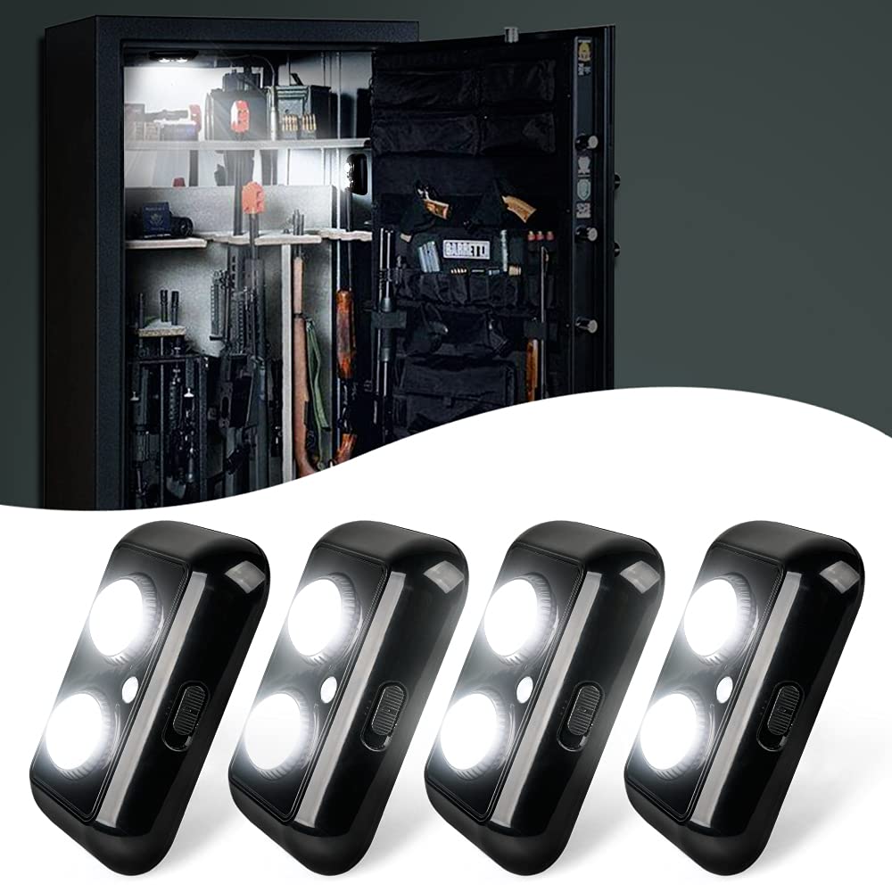 Xprite 4 PCS Gun Safe Light Kit with PIR Motion Sensor, Rotatable Lens Multi-Directional Sensitive Lighting Inside for Your Gun 