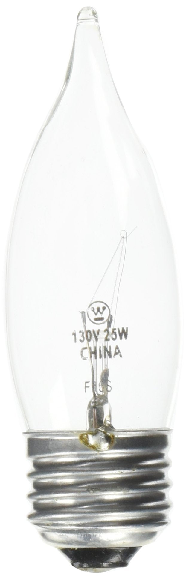 Westinghouse 0366400, 25 Watt, 130 Volt Clear Incand Ca10 Light Bulb, 2500 Hour 190 Lumen