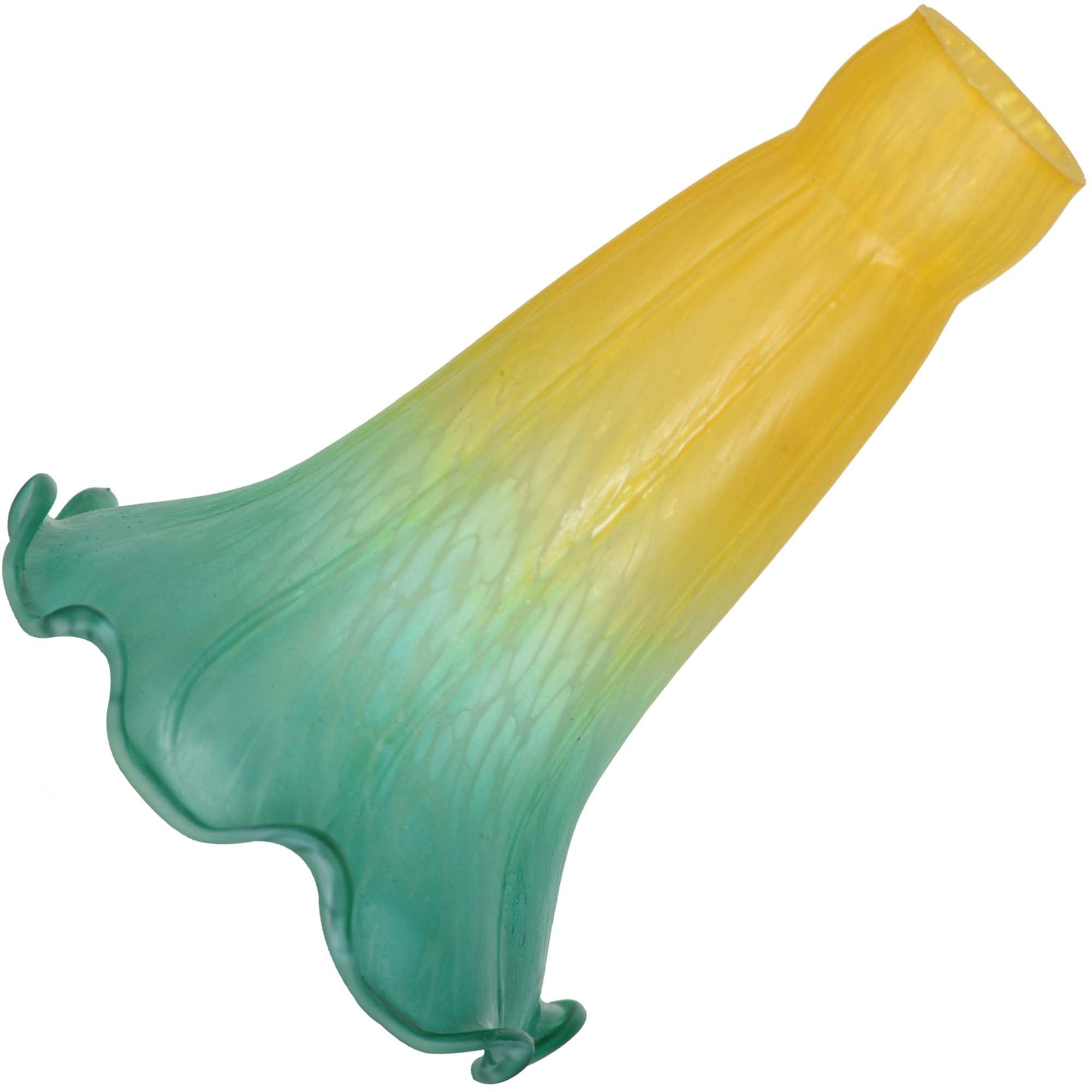 Bieye LS17S Lily Flower Blown Glass Lampshade (Yellow Cyan, Opening I.D. 0.87'' x O.D. 1'')