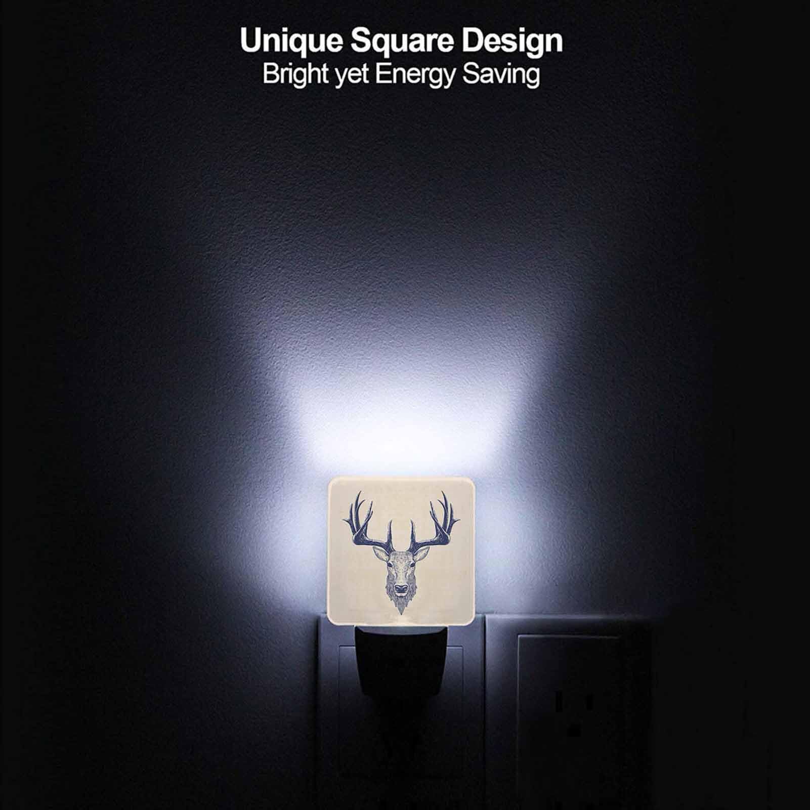 Chrobak LED Night Light - Cartoon Deer Head Design, Energy Efficient, Dusk to Dawn Sensor, White, Model WML-Night-Light-231023-126