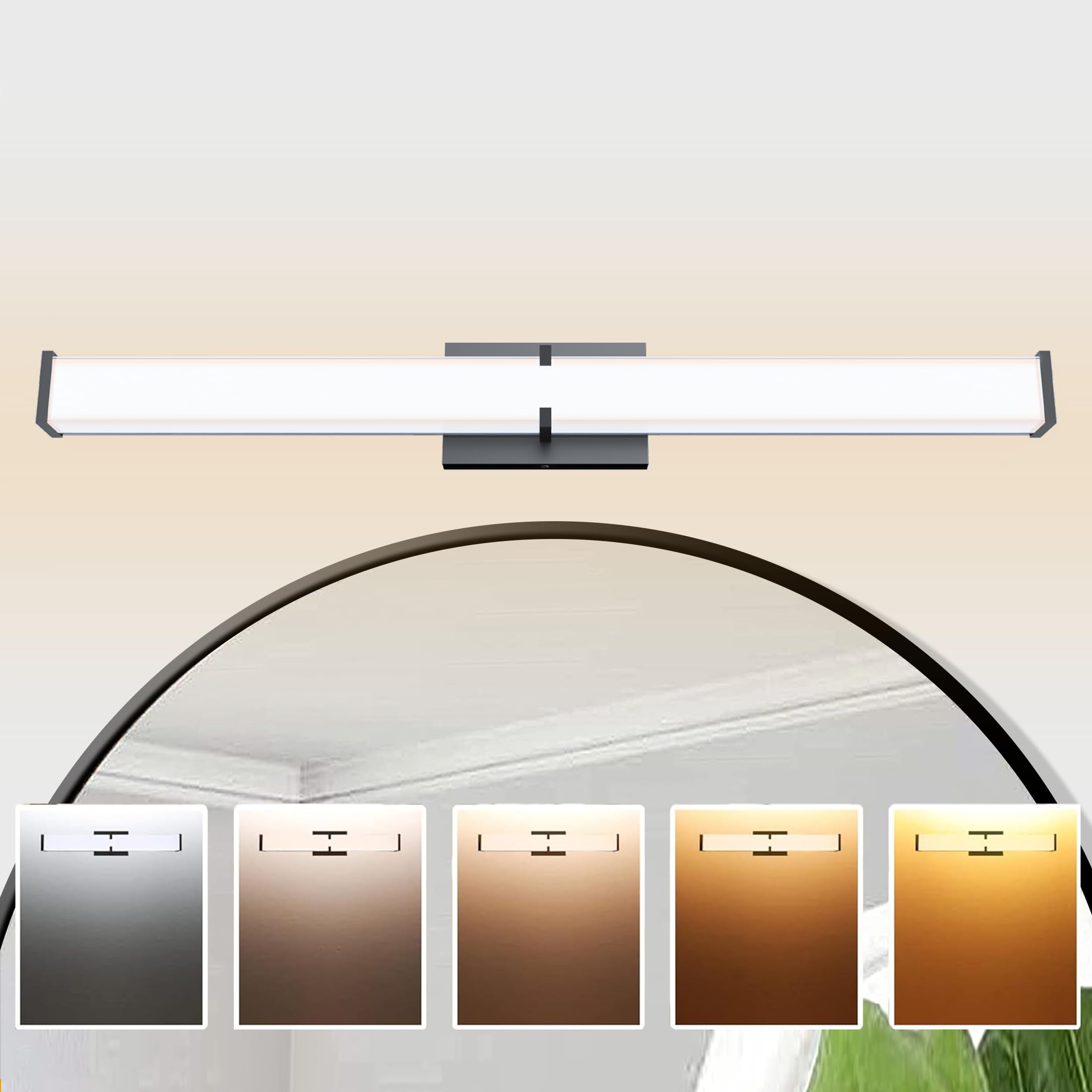 Novelux 24.8Inch 2500Lm Bathroom Light Fixtures 5Cct Optional  Black Modern Led Vanity Lights Clear Shade  Dimmable Bathroom Lighting Fixtures Over Mirror - Etl Listed