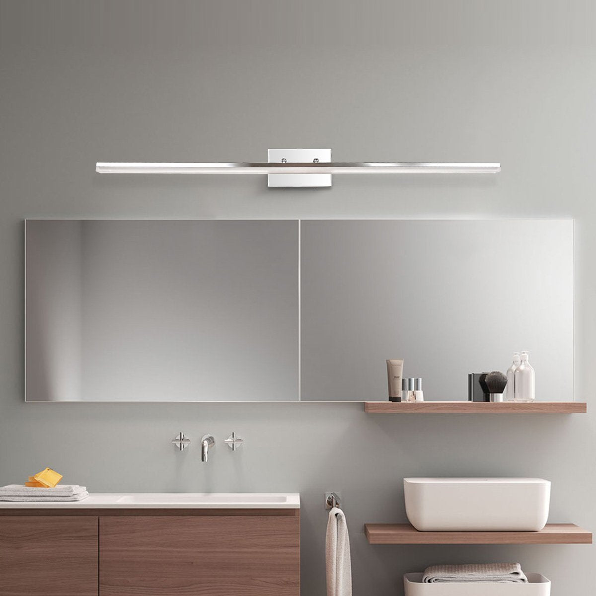 Mirrea 48In Modern Led Vanity Light For Bathroom Lighting Dimmable 46W Chromed (Warm White 3000K)