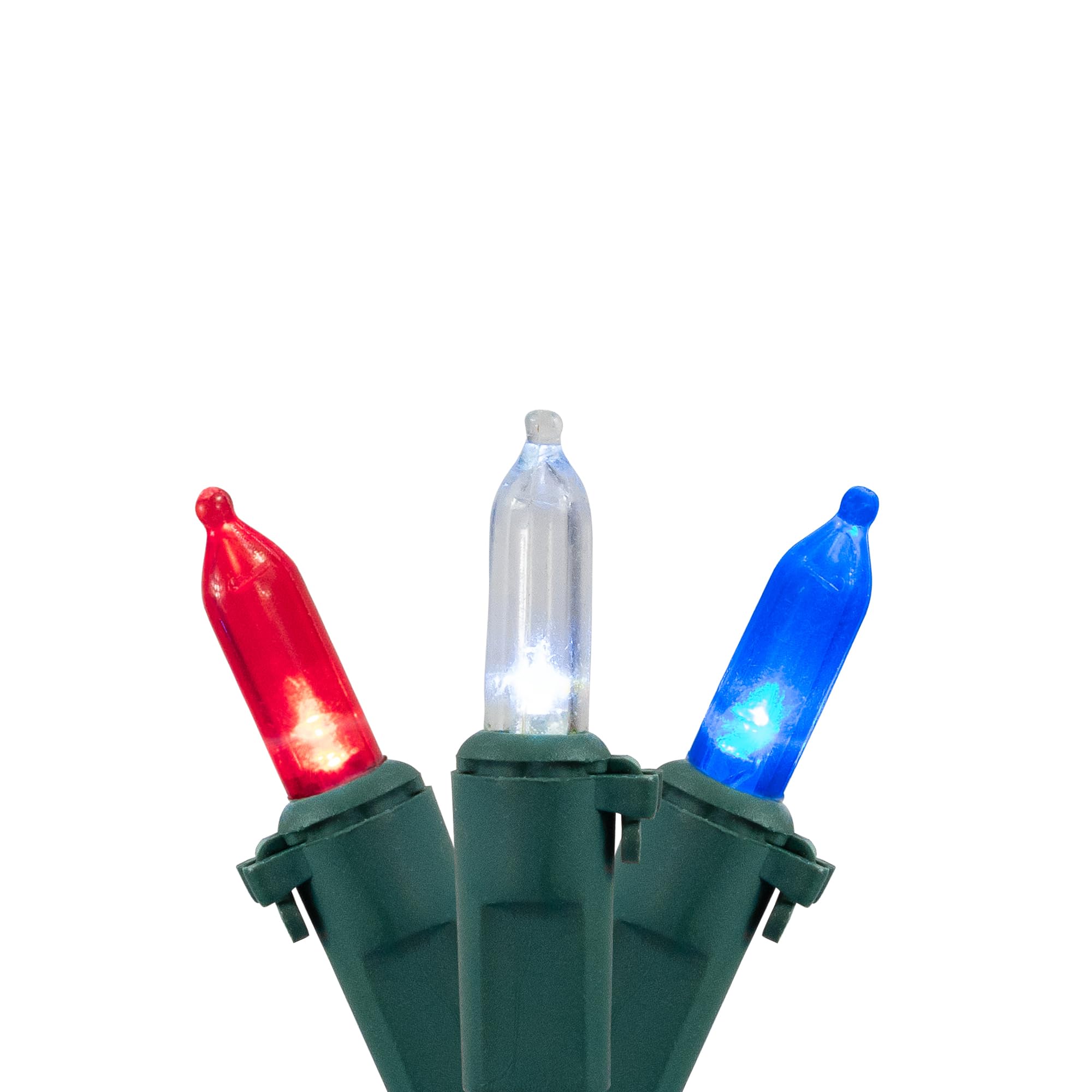 Northlight LED Mini Christmas String Lights - 50ct - 15.5 Green Wire - Red, White, and Blue - Model HA91570