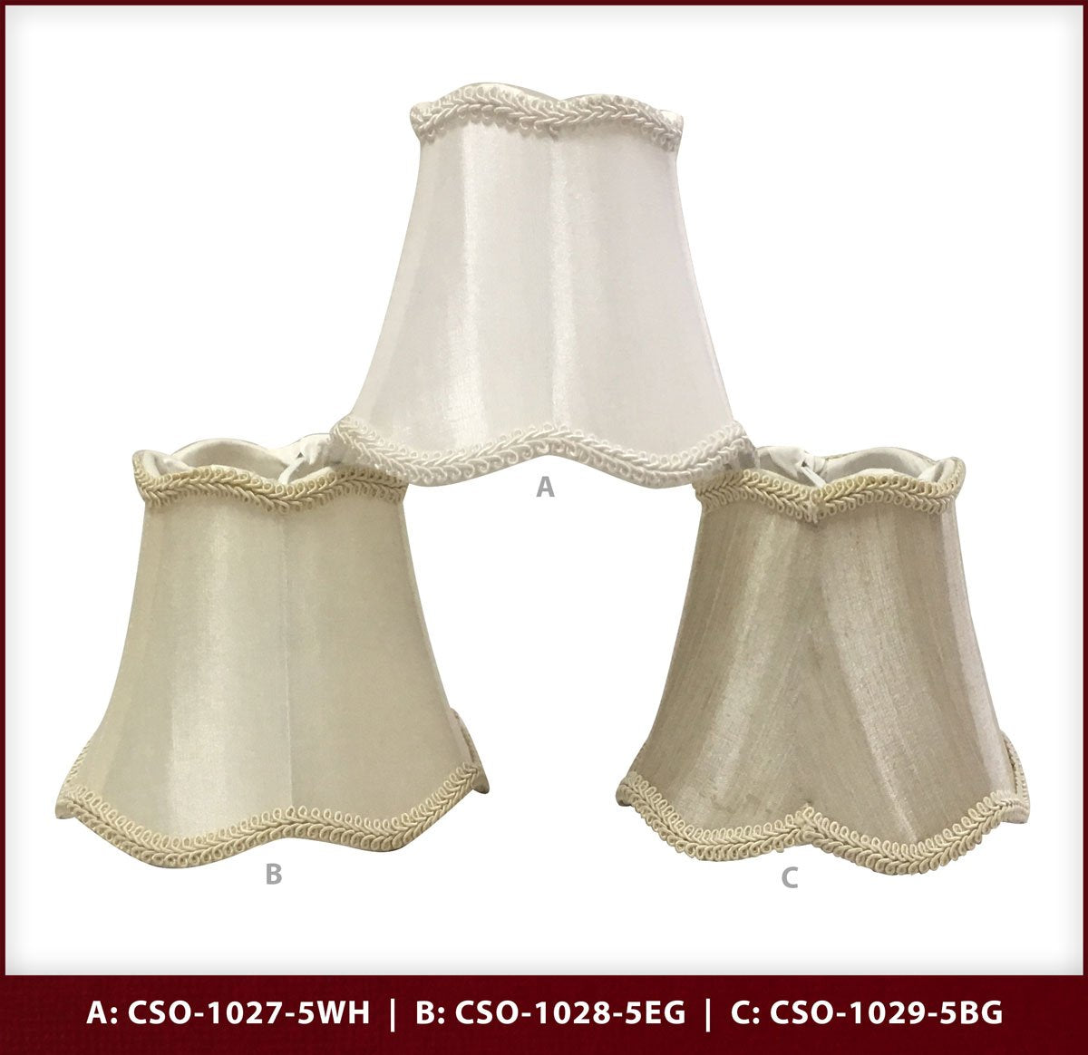 Royal Designs Clip on Scalloped Bell Chandelier Lamp Shade, 3x5x4.5 inches, Fabric, White, Model CSO-1027-5WH-6, 6