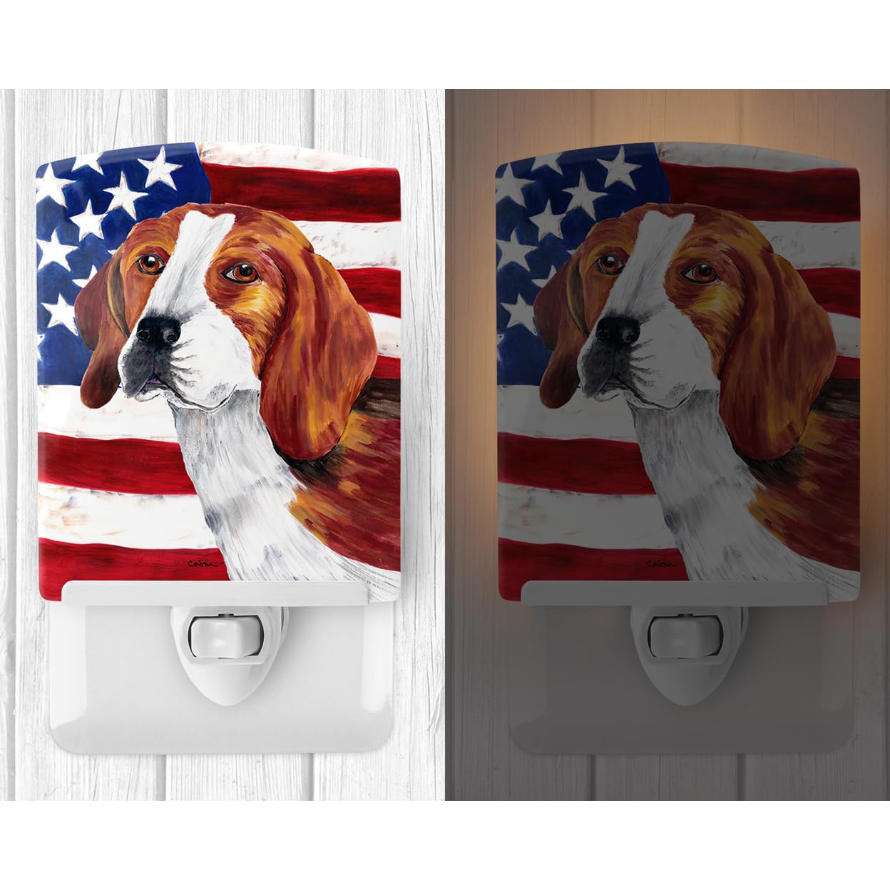 Carolines Treasures Ceramic Night Light, Beagle Design, UL-Certified, 6x4x3 inches, Model SC9005CNL, Multicolor