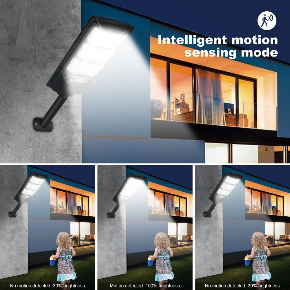 Cenfmltd Solar Outdoor Light 2 Pack, 144 Led 6500K Dusk To Dawn Solar Powered Street Light Ip65 Waterproof Motion Sensor Securit