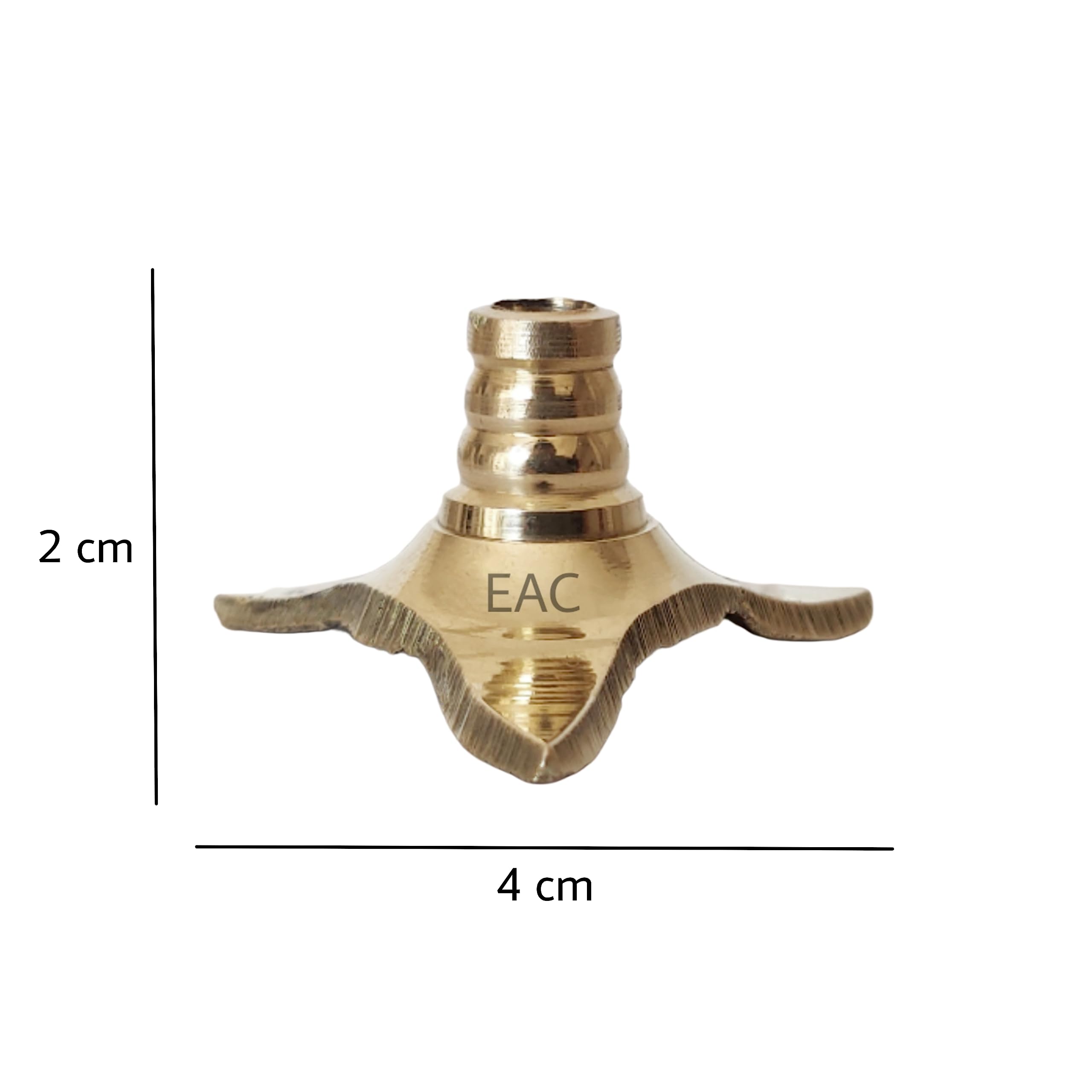 EAC Brass Wick Holder for All Types of Pooja Diya, Oil Lamp, Deepak Thiri Stand for Batti Holder (Pack of 6)