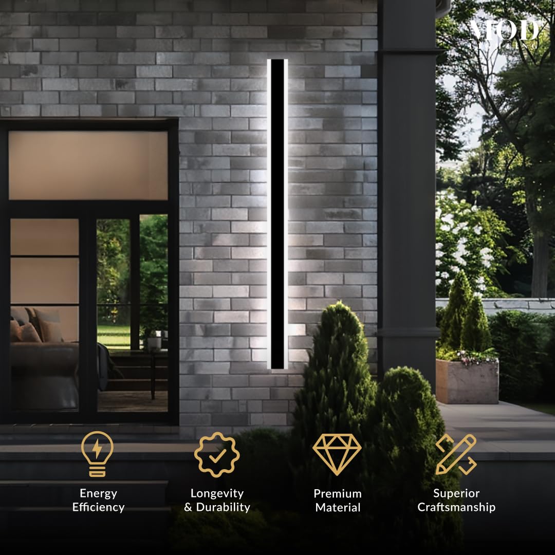 ?????? ???????????????? Haylen | Waterproof Outdoor Wall Light, Led Dimmable With Remote 3000K-6000K, Long Outdoor Porch Lights, Wired Lighting Fixture, Patio Exterior Wall Sconce, 1-Pack (Black, 59")