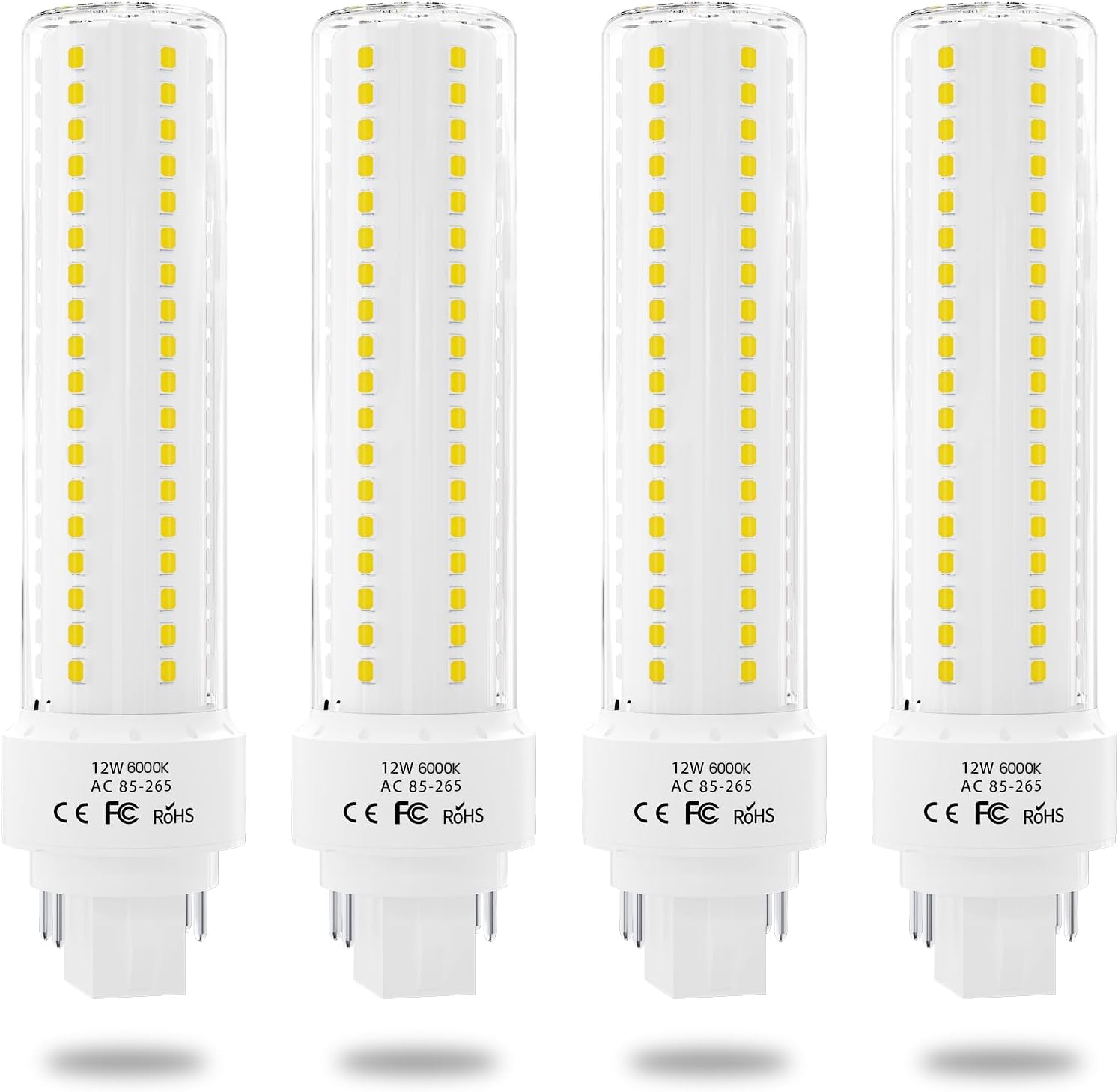 Lustaled Gx24Q/G24Q 4-Pin Base Light Bulbs, 12W Gx24 Led Pl Recessed Lights, Daylight 6000K 26W Cfl Replacement For Ceiling Ligh