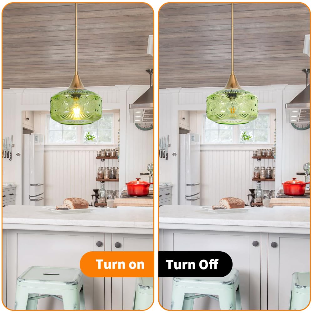 Retro Gold Pendant Light Fixtures Kitchen Island Lighting  Brass Pendant Light With Large Thickened Green Glass Globe Shade  Adjustable Hanging Light For Dining Room Bathroom Entryway  Rotation Angle