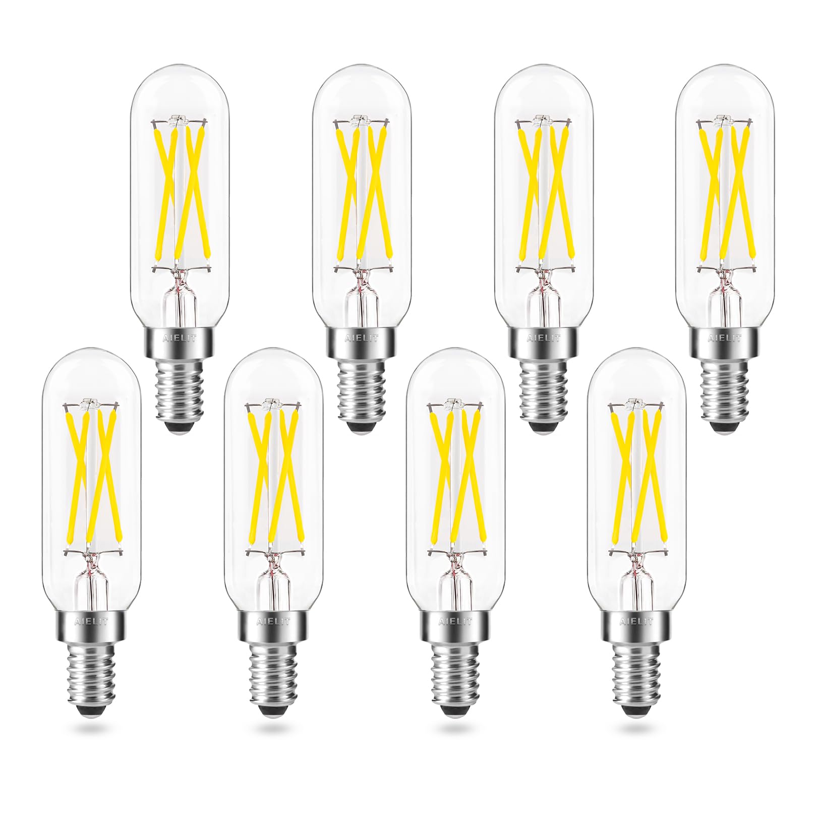 Aielit Daylight E12 T8/T6 Candelabra Led Bulbs 40-Watt Equivalent, Bright White 5000K, 400 Lumens, Dimmable 4W Clear Tube Chande